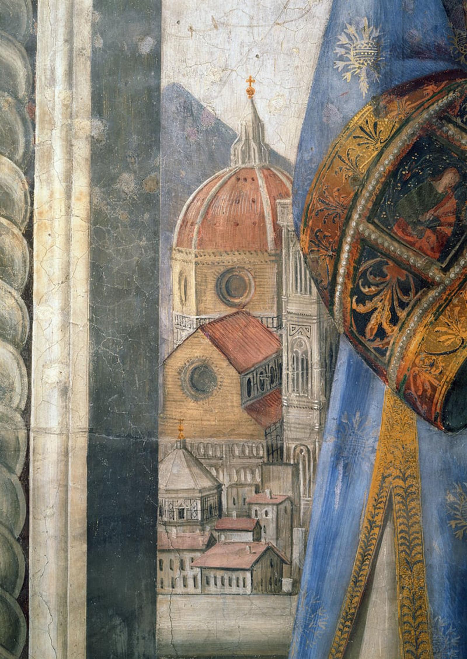 POSTERIIk Famous Modern Artwork Art Mural the Duomo Detail From the Fresco in the Sala Dei Gigli by Domenico Ghirlandaio Oil Paintings Pictures for Home Decor 60x90cm