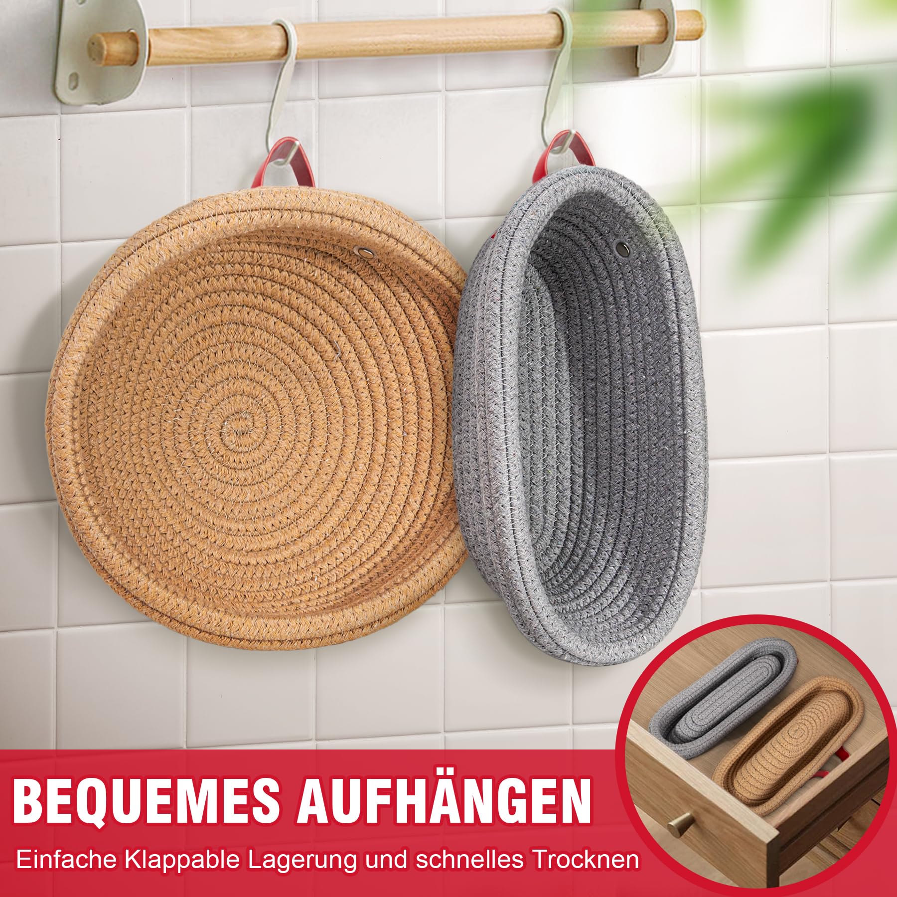 Sauerteig-Gärkörbe Set – 2 Ovale Körbe Mit Leinen-Einsatz & Deckel Für Perfektes Brot