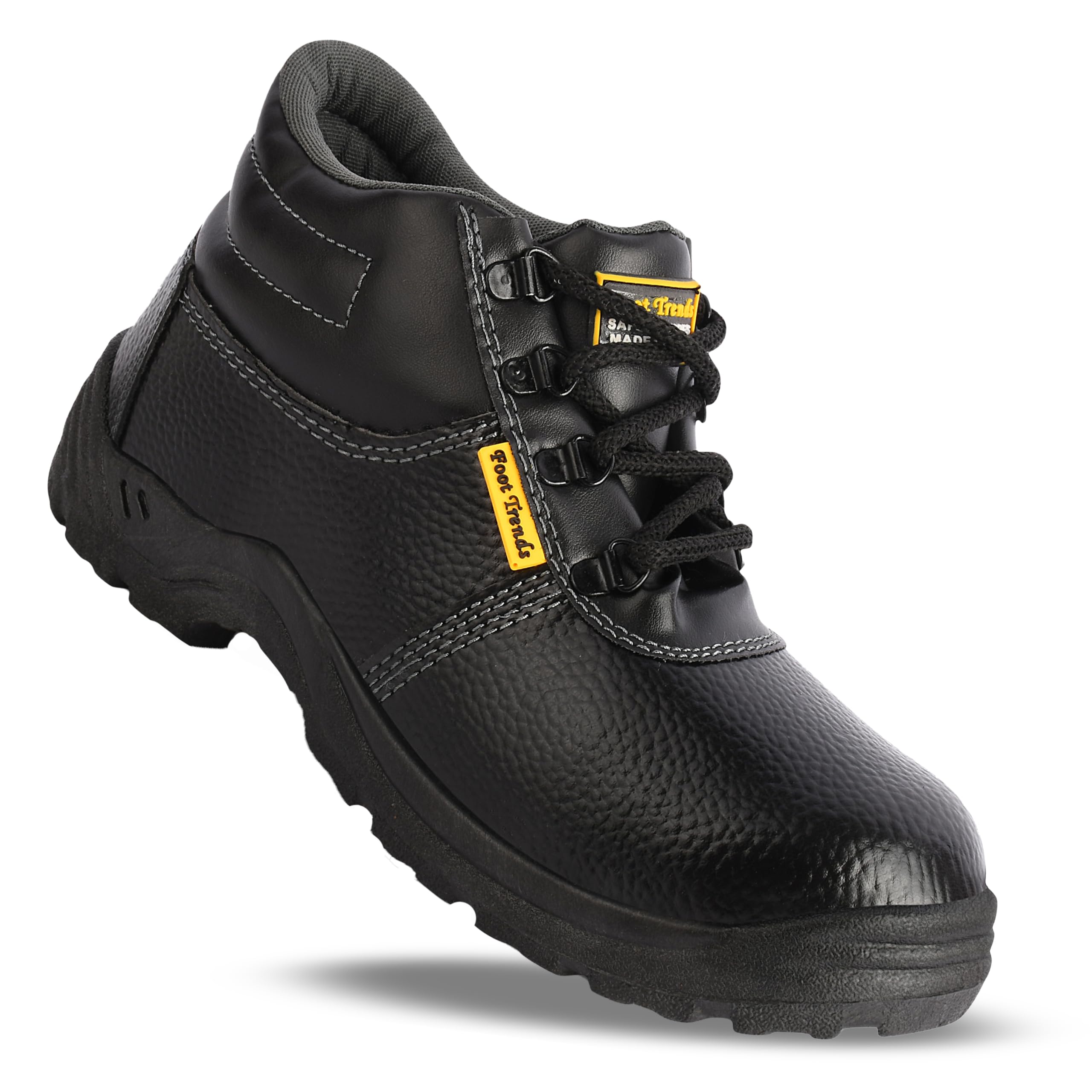 foot trends Black Safety Shoes with Steel Toe Protection for Factory and Industrial Work for Men-picture-1