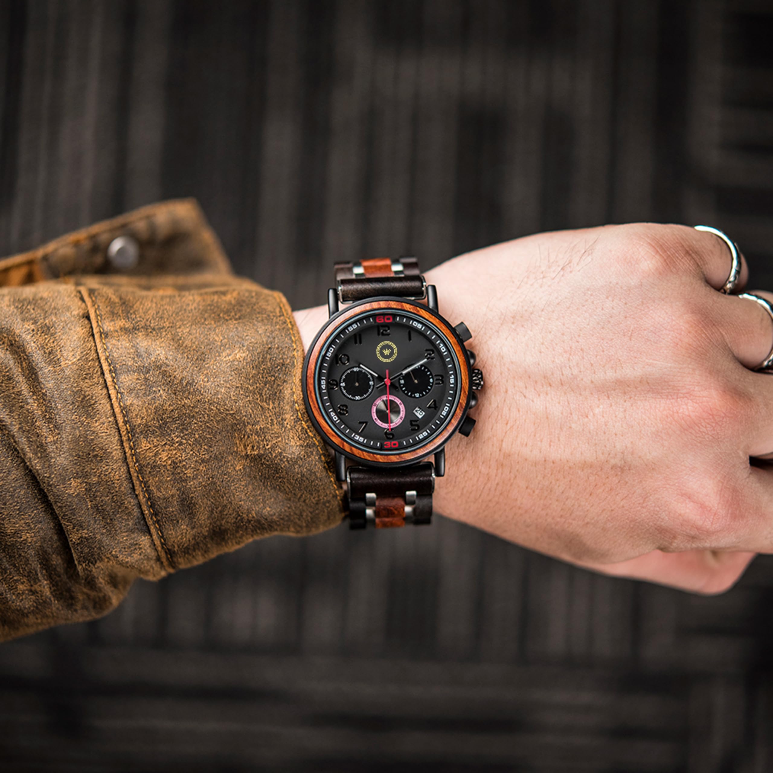 Reloj Madera Personalizado Hombre-Grabado Perdonalizable Regalo Boda Cumpleaños o Momento Especial Artesanal Movimiento Japones Cristal Durolex Resistente Agua Elegante Exclusivo