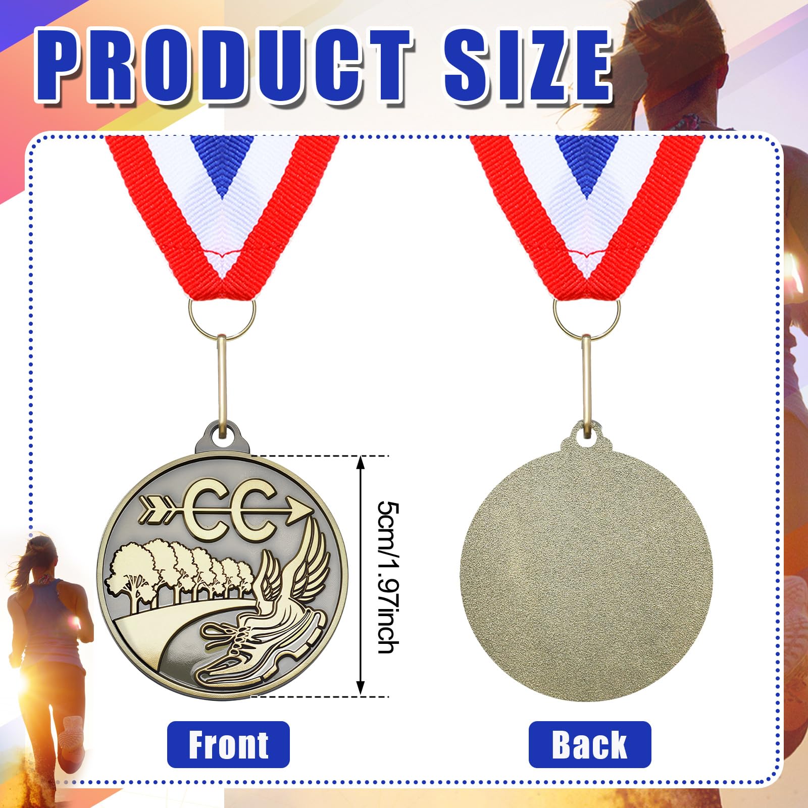 Remuuly 30/60/100 Stück Cross-Country-Medaillen, 5,1 cm, Gold-Trophäe, Auszeichnung, Metall, Erster Platz mit Halsbändern, Preisgeschenk für Langlauf-Turniere, Sportwettbewerbe, Team, Erwachsene (30