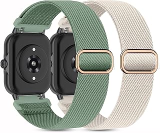2 Pack Stretchy Nylon Watch Bands Compatible with Amazfit Bip U Pro/Bip 3/Bip/Bip Lite/Bip S/Bip S lite/Bip U/ /Bip 3 Pro. 20MM Loop Elastic Straps for Amazfit GTS/GTS 4/4 mini/GTS 2/2e/2 mini/GTS 3 for Women Men
