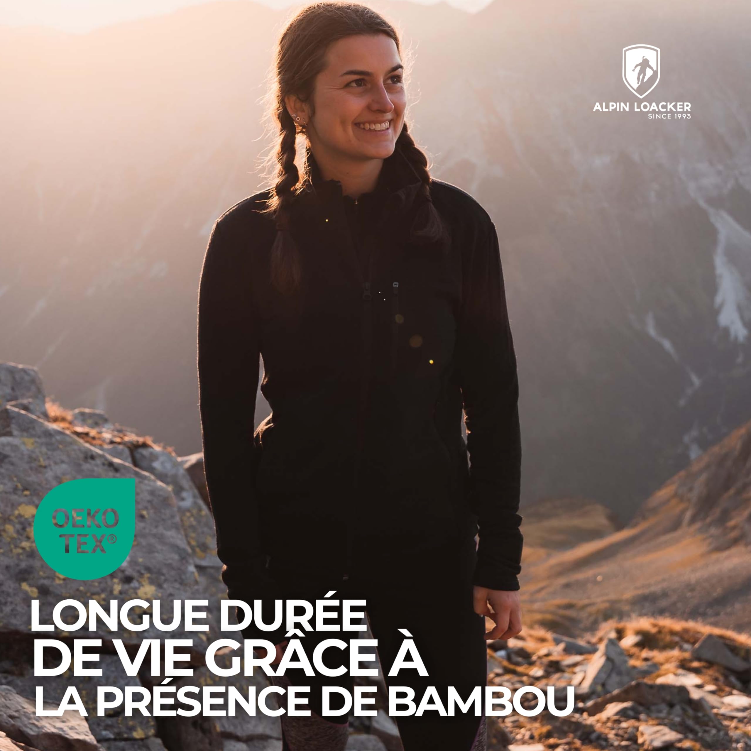 ALPIN LOACKER Veste mérinos pour femmes 270 g/m² pour l'extérieur et les loisirs