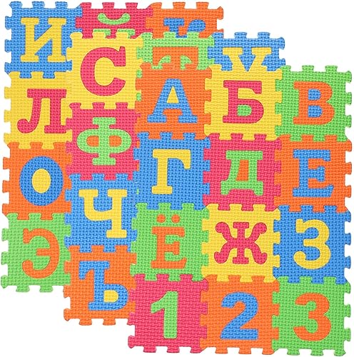 Miniatura 9 de Toyvian Tapete de rompecabezas ruso de 36 piezas, azulejos entrelazados, tapete de juego del alfabeto ruso, tapete de rompecabezas entrelazado ABC,