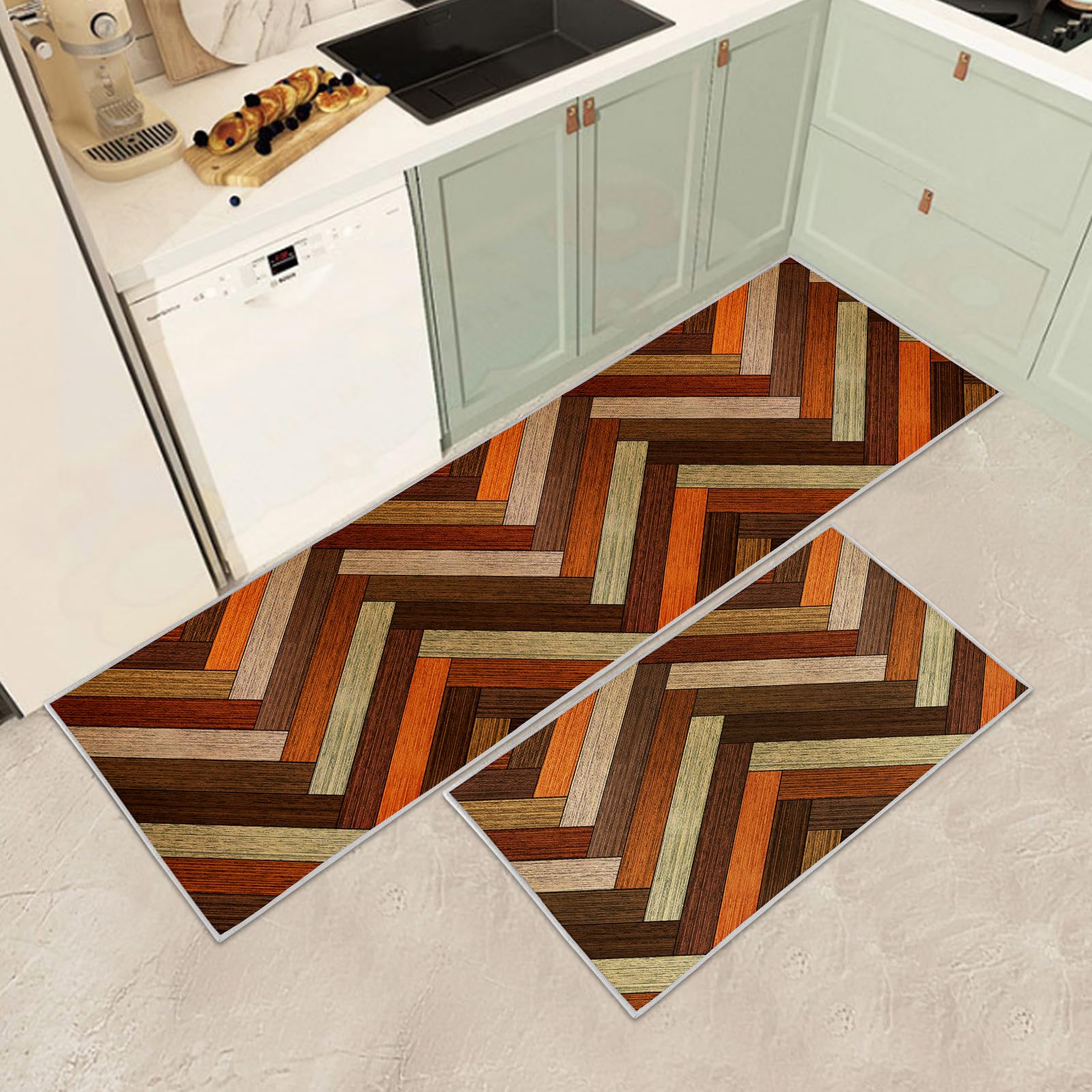 Kersttapijt, antislip, wasbaar, kerstmanprint, tapijt voor keuken, hal