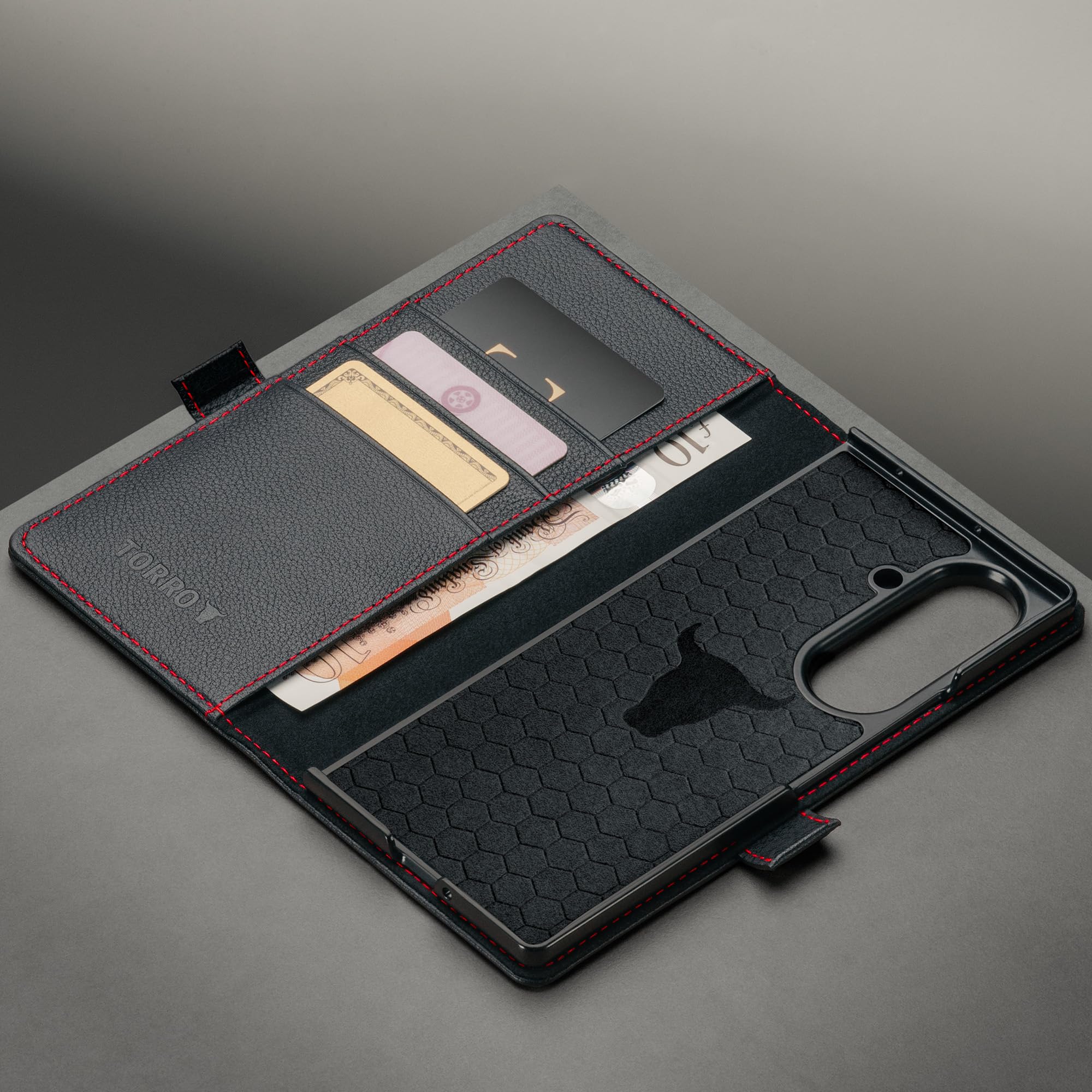 TORRO Hülle Kompatibel mit Samsung Galaxy Z Fold8 Ultra 2026 - Premium Galaxy Z Fold 8 Ultra Lederhülle mit Ständer und Kartenfächern (Schwarz)