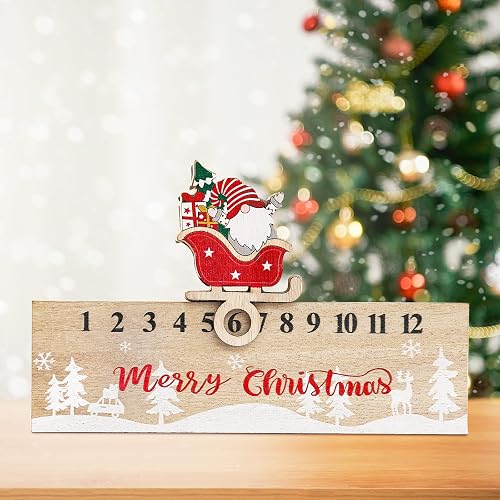 Hianjoo Christmas Advent Calendar 2024, 24 Days of Xmas Countdown Calendar, Xmas Desk Calendar Santa Claus Wooden Ornaments for Xmas Home Office Decor