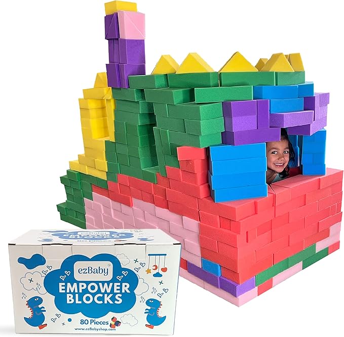ezBaby Empower Building Blocks Set MultiPurpose Squishy, Safe & Soft Learning