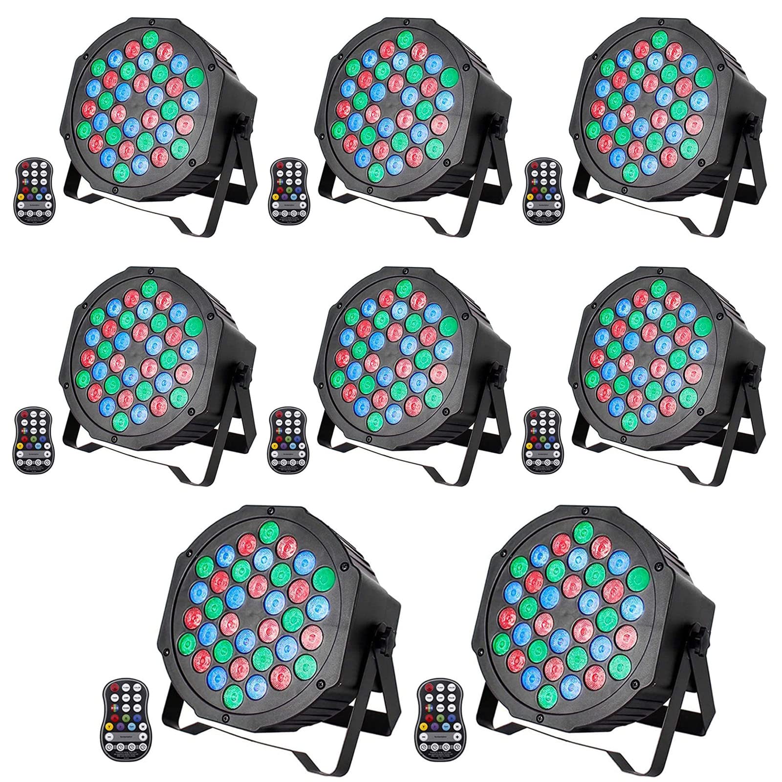 UKing 8PCS Par 36 LED Batteria Ricaricabile, RGB Luci da Palco Esterno con Telecomando, 7 Modalità Illuminazione Palco Uplights per Discoteca Matrimonio Bar Festa Teatro