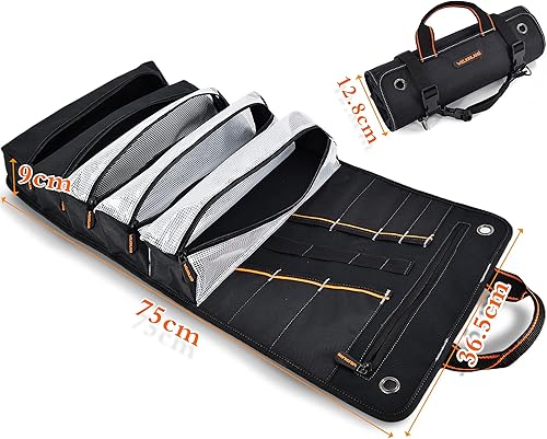 Miniatura 8 de Rollo de herramientas para hombre, bolsa enrollable de herramientas, bolsa de herramientas enrollable, organizador de rollos de herramientas, bolsas
