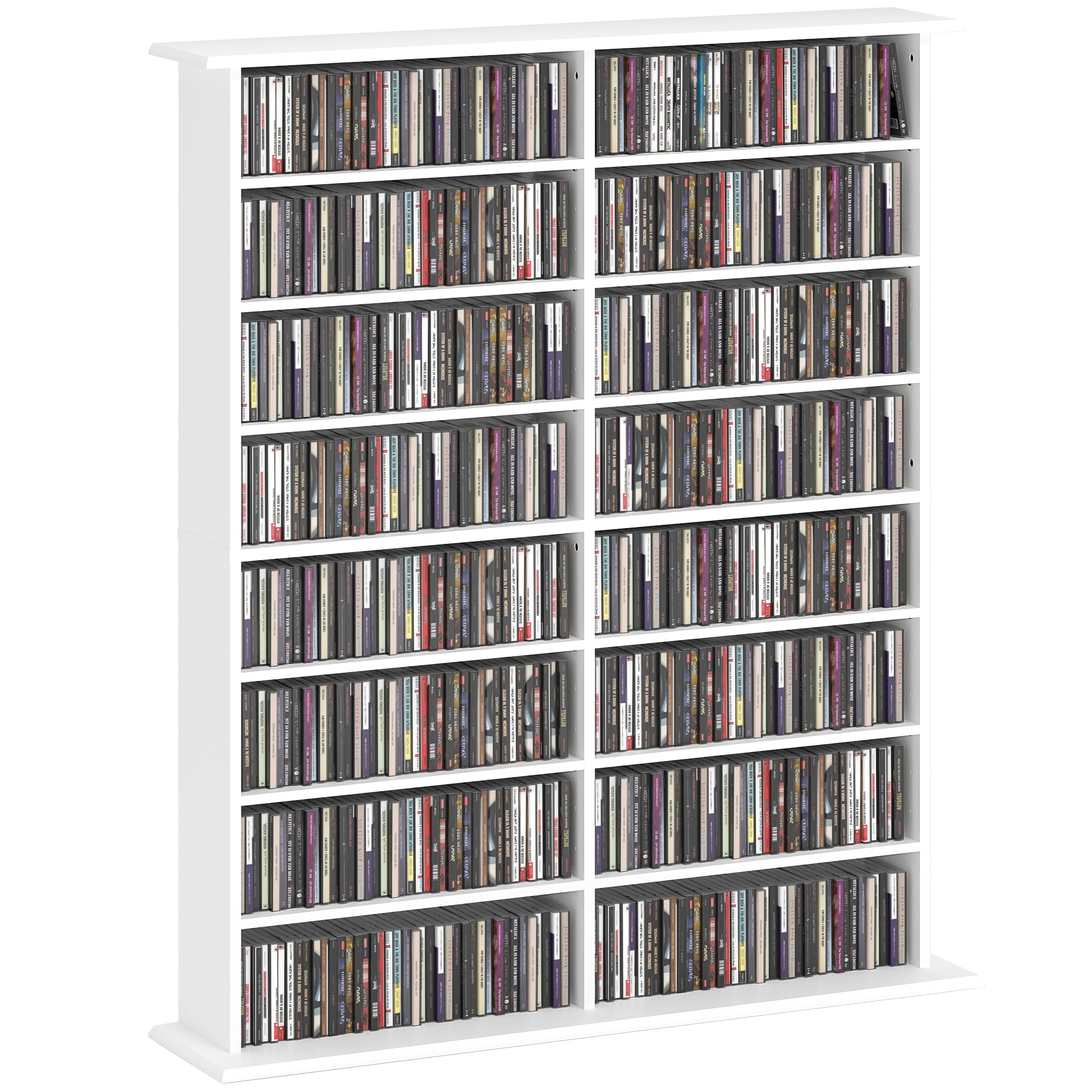 HOMCOM 720 CD/396 DVD Storage Unit 12 Adjustable Shelves White