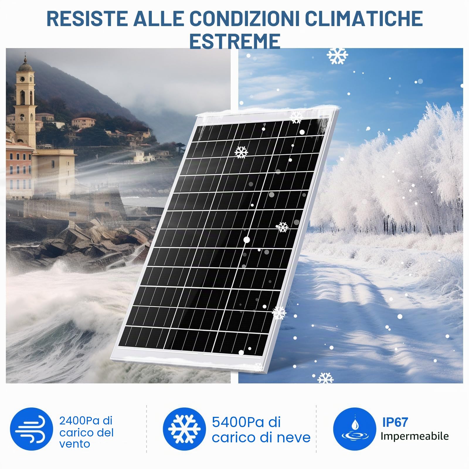 ECO-WORTHY Kit pannello solare 120 W 12 V, 0,5 kWh/giorno, kit off-grid per camper, barca, campeggio: pannello mono da 120 W + regolatore PWM da 30 A + staffe a Z + cavi