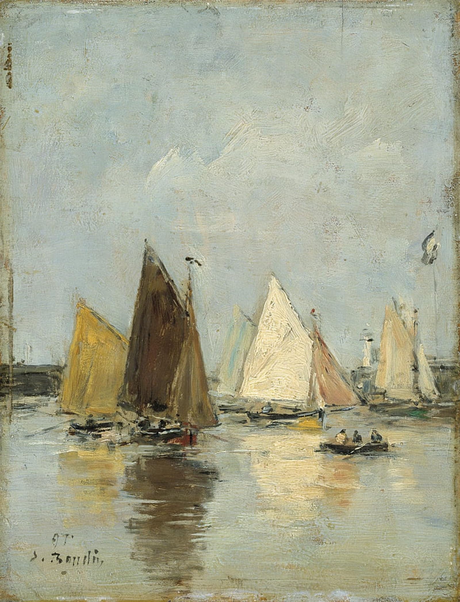 SERENDIPITP Vintage Wall Art Canvas Nordic Poster Canvas Print Picture the Return of the Boats by Eugene Louis Boudin Wall Art Poster for Home Decor 60x90cm