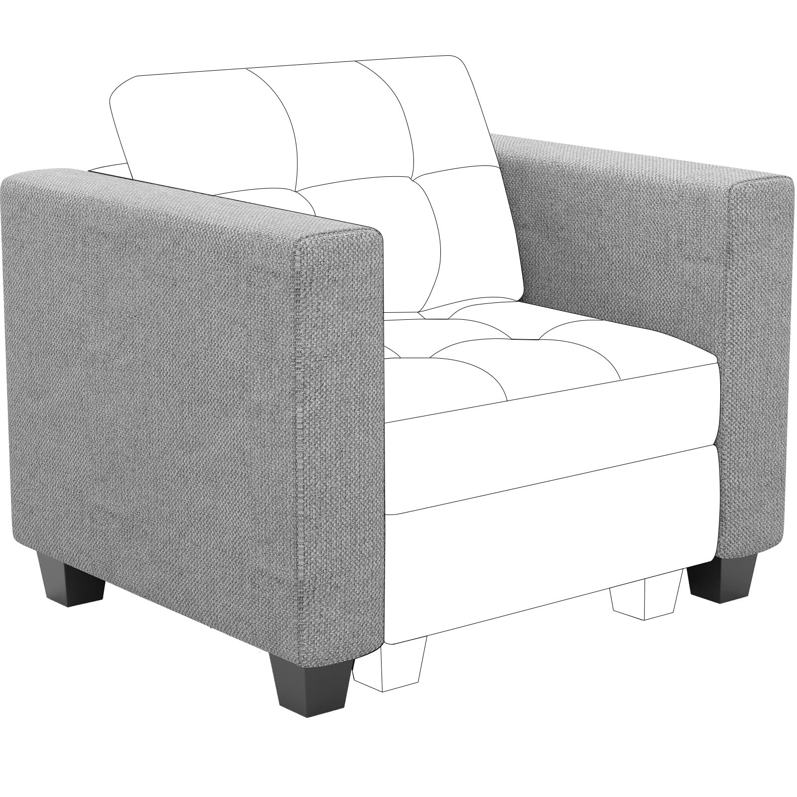 BelffinArmrest Module for Modular Sectional Sofa Couch Side Armrest for Sectional Modular Sofa Fabric Light Grey