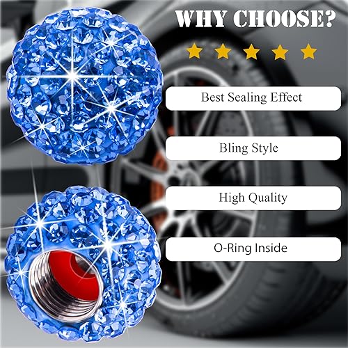 Miniatura 6 de 4 tapas de válvula de vástago de neumático con diamantes de imitación brillantes para mujer, universales para automóviles, SUV, camiones,