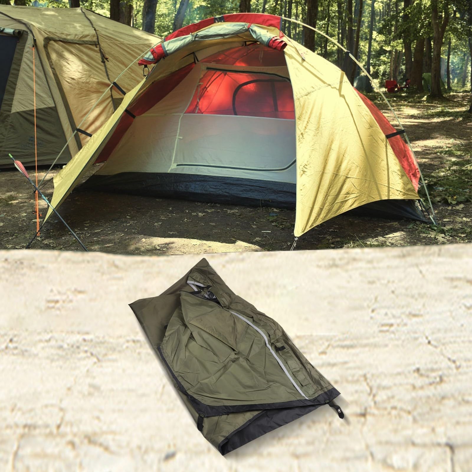 Tenda ultraleggera compatta per zaino in spalla singola con pavimento impermeabile in tessuto Oxford, rete traspirante e pali in alluminio