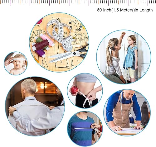 Miniatura 7 de Cinta métrica métrica para el cuerpo, cinta métrica suave retráctil de 60 pulgadas, pequeña regla de cinta de tela de costura para cintura de tela