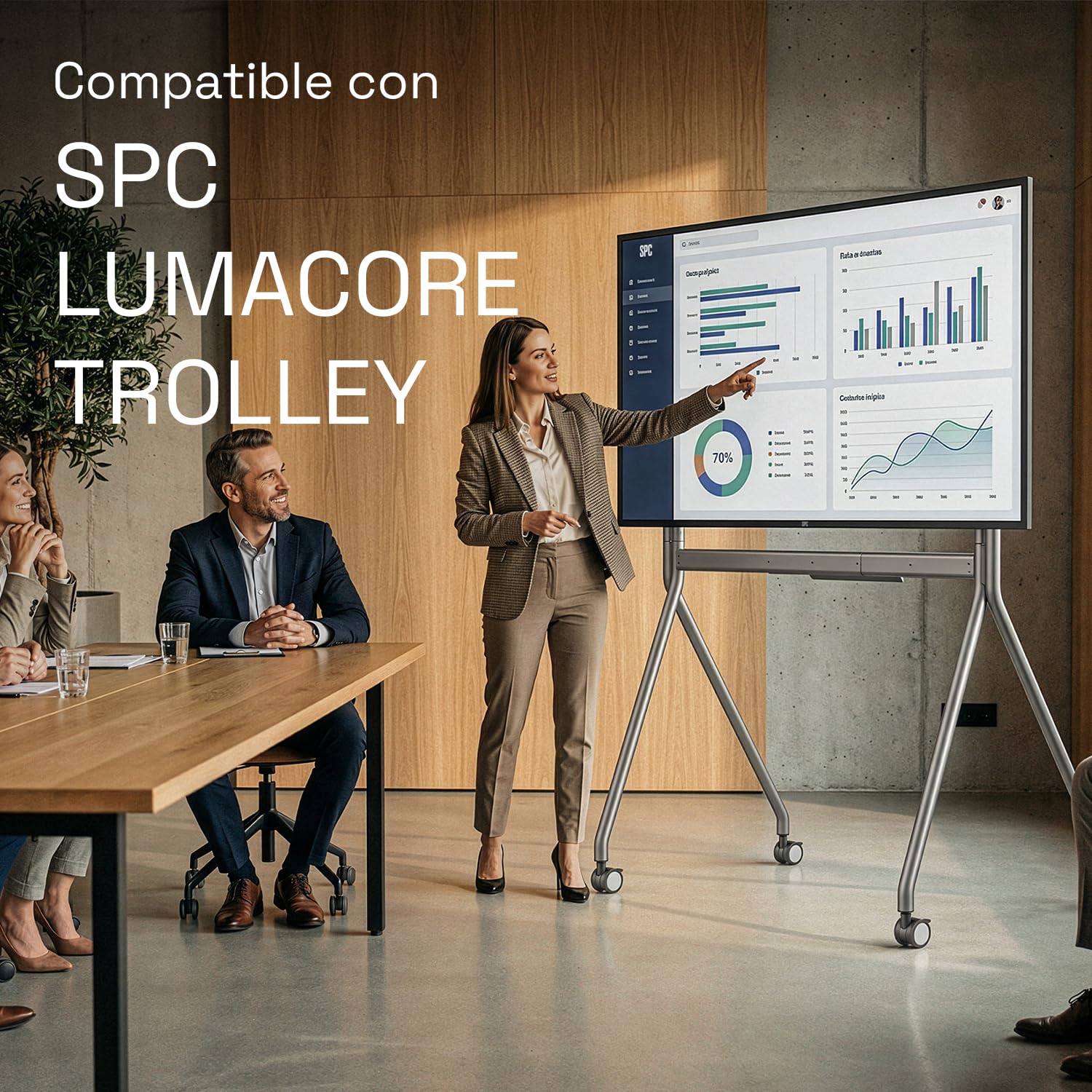 SPC LUMACORE Display 65" - Pantalla 4K UHD | Display Salas de reuniones y señalización Digital | WiFi, Bluetooth, HDMI, Salida de Audio, 2 Altavoces, VESA | Android OS | Brillo 500 CD/m² y Uso 24/7