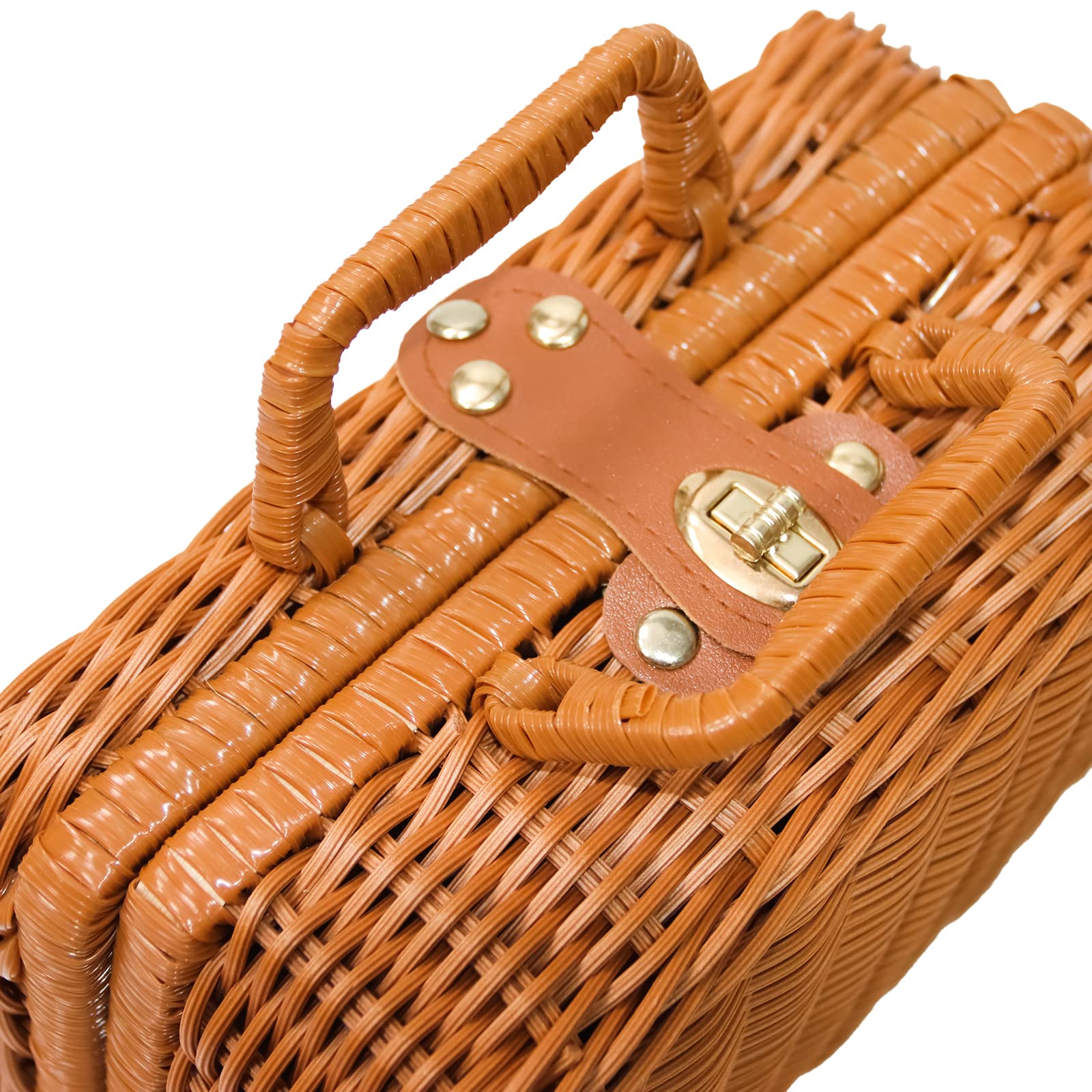 CINWEN Natural Handwoven Wicker Handbag,Rectangular Basket Purse,Women Straw Tote,Wicker Square Crossbody Rattan Bag,Boho Bag Woven Handbag