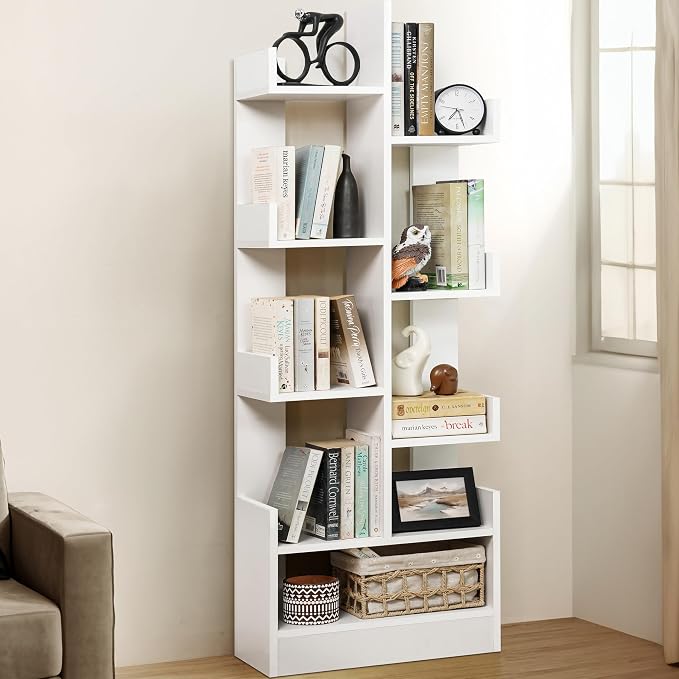 ABOUT SPACE Open Book Shelf Book Storage Display Rack - Engineered Wood Multipurpose Book Storage Display Organizer Rack with Solid Finish Showcase Stand (White - L 47 x W 20.8 x H 141.2 cm)