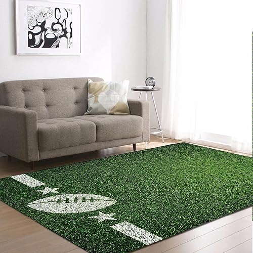 Oueoty Alfombras de campo de fútbol americano para salas de 17 x 26 pies 20 x 31 pulgadas alfombras de área modernas con bordes antideslizantes
