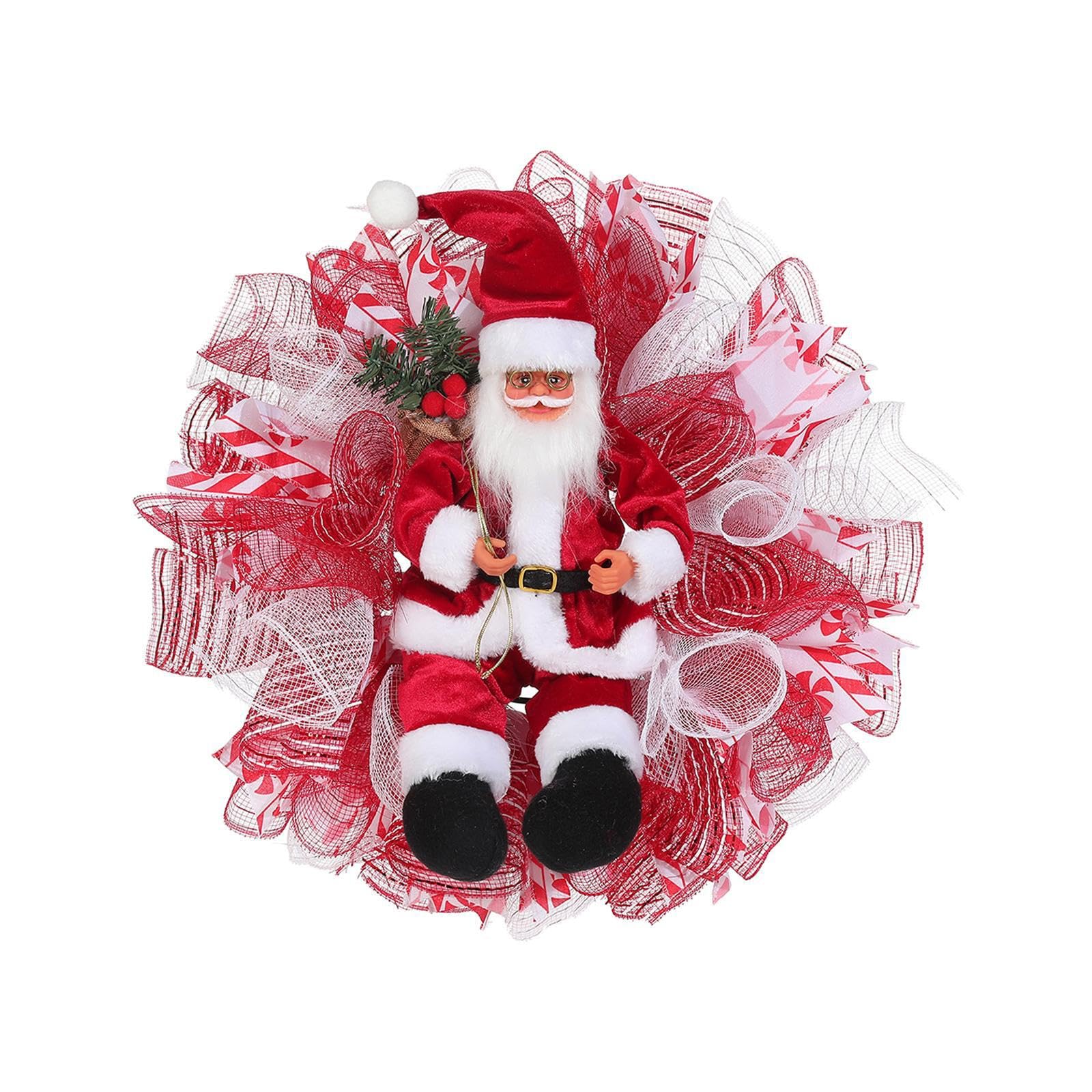 PIXZCSA Joyful Christmas Atmosphere Guaranteed Santa Claus Christmas Wreath Ornament Decor For Indoor And Outdoor Cabin Patio