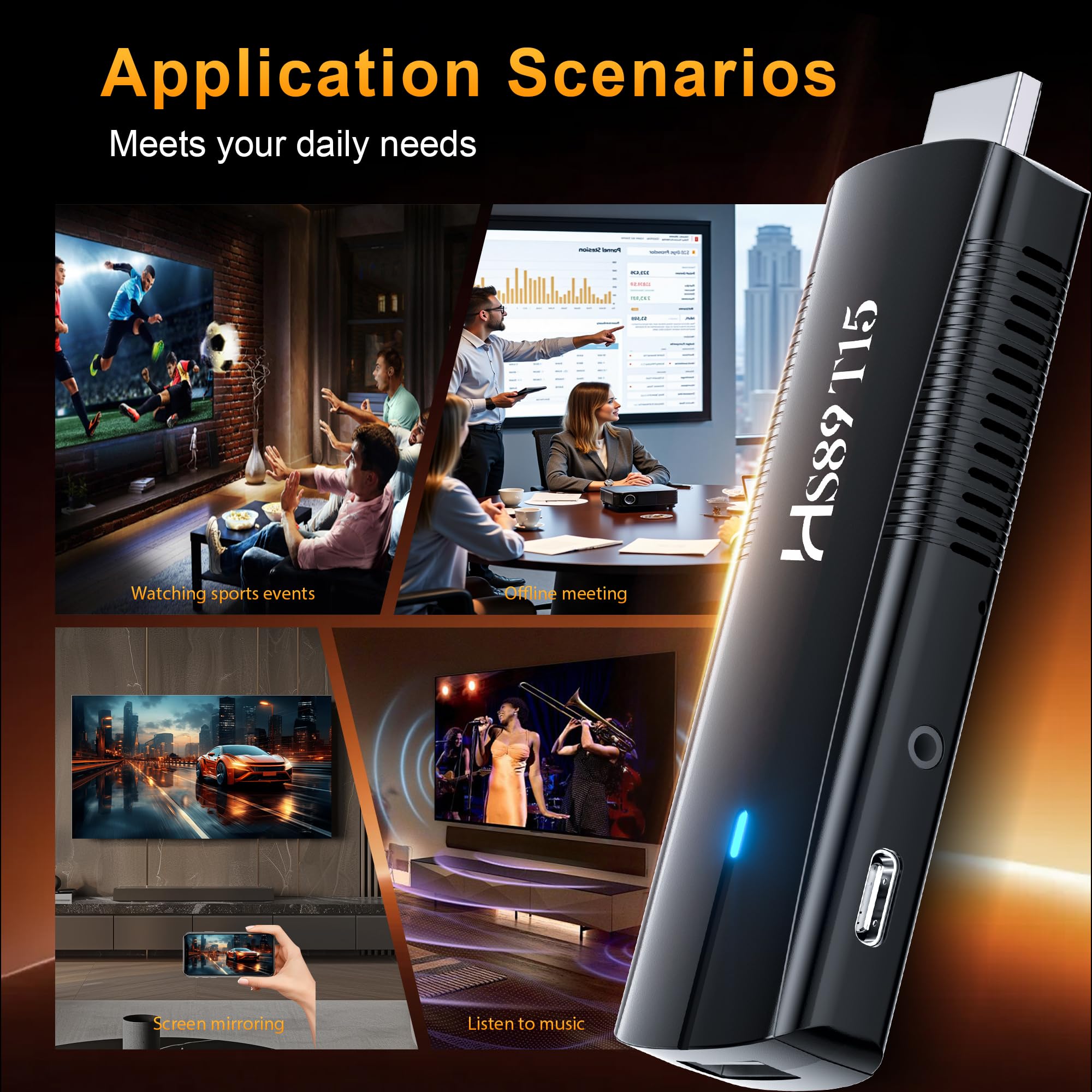 HS89 T15 Smart TV Stick Android 14 4K Ultra HD, 2GB RAM 16G ROM RK3539 WiFi 6 Bluetooth 5.4 HDR10+, TV Stick Box Android 14.0 con Assistente Telecomando Vocale, Dispositivo di Streaming Intelligente