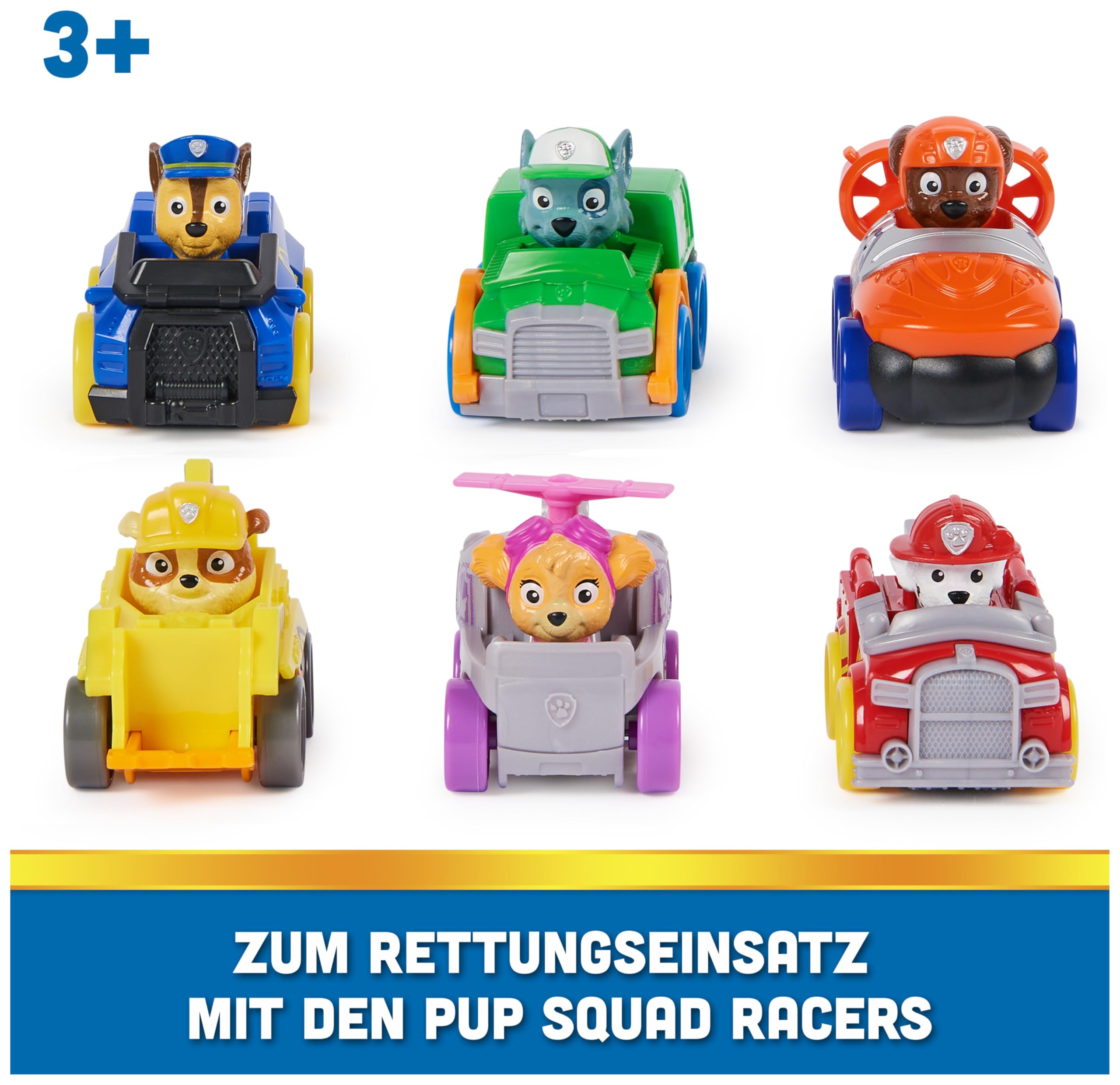PAW PATROL - Fahrzeug Set Pup Squad Racers, 6-teiliges Geschenkset, Mini-Flitzer im Hosentaschen-Format 6 cm, für Kinder ab 3 Jahren