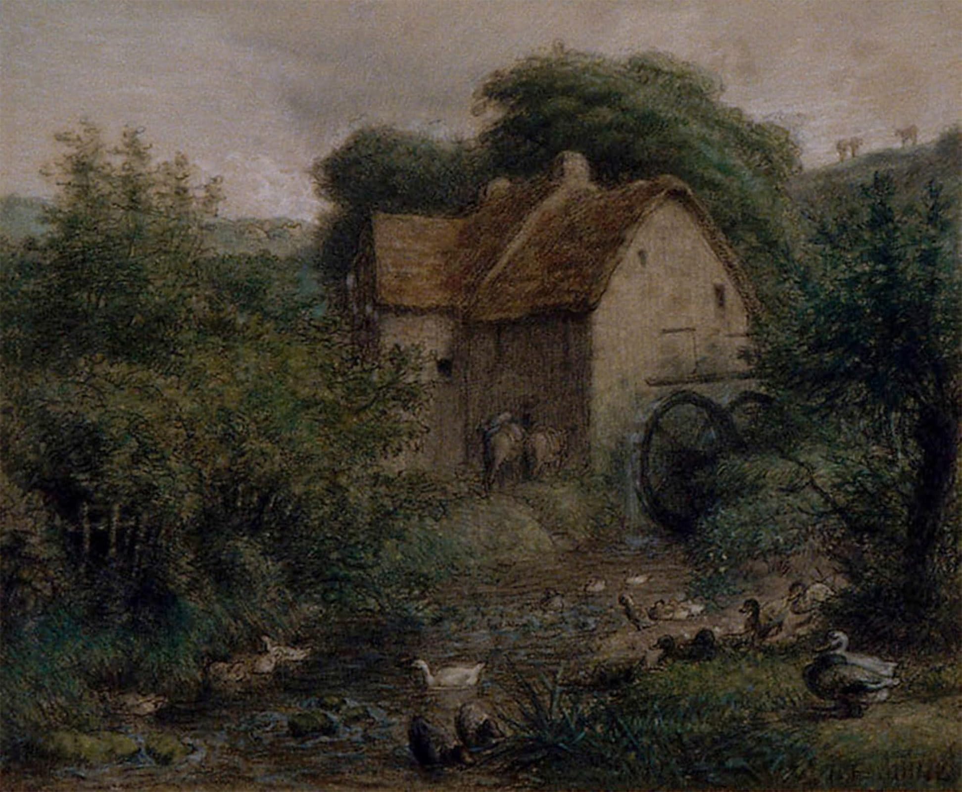 ARTXLXXBN Famous Art Print Poster Vintage Wall Art the Old Mill by Jean Francois Millets Canvas Art Poster for Home Decor 60x90cm
