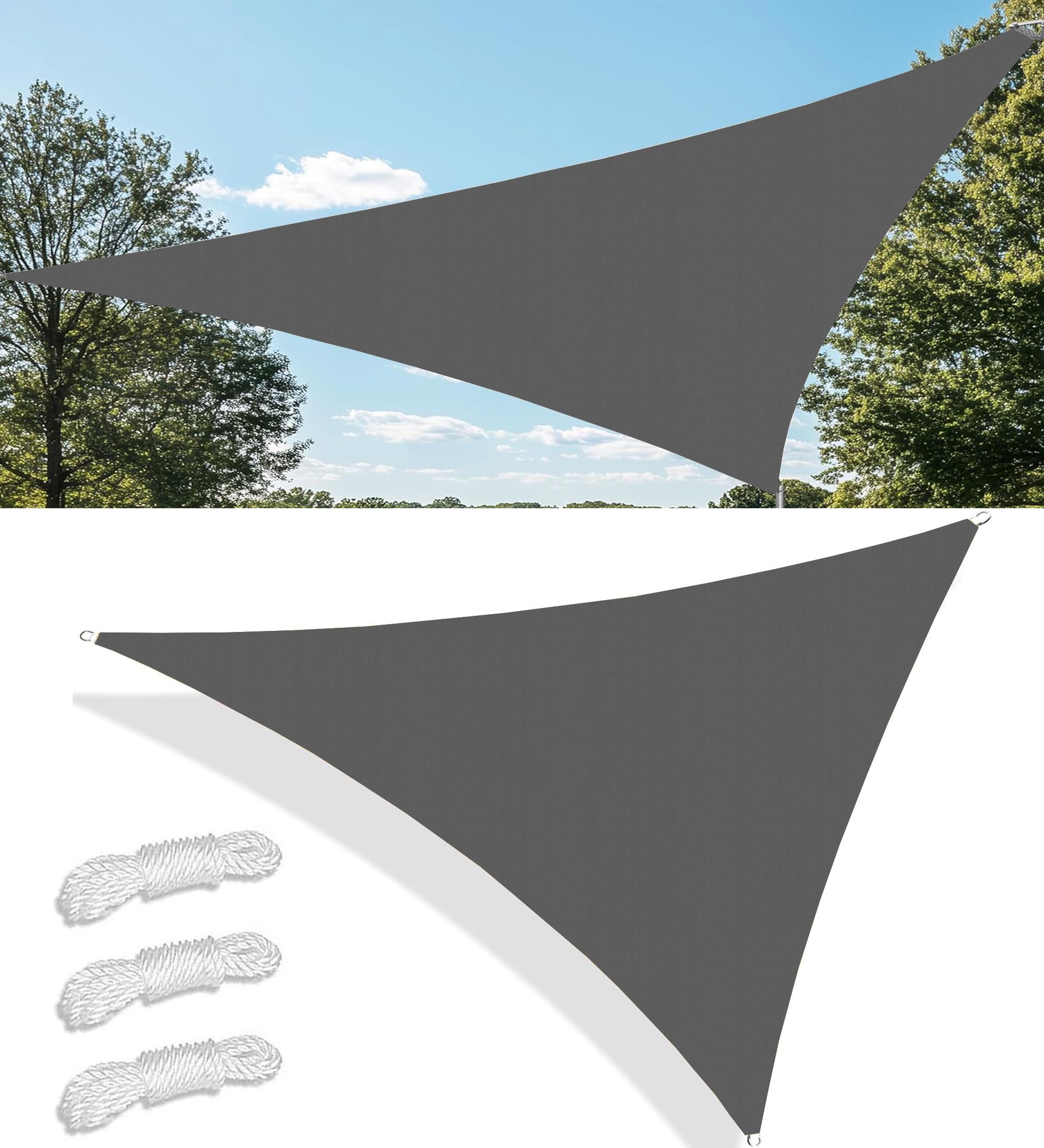 Shade Cloth Waterproof Triangle Sun Shade Sail Waterproof Outdoor Garden Patio Party Sunscreen Awning Canopy 95% UV Block with Rope for Outdoors Garden Patio Yard Party 1.6x1.6x2.3M Dark grey