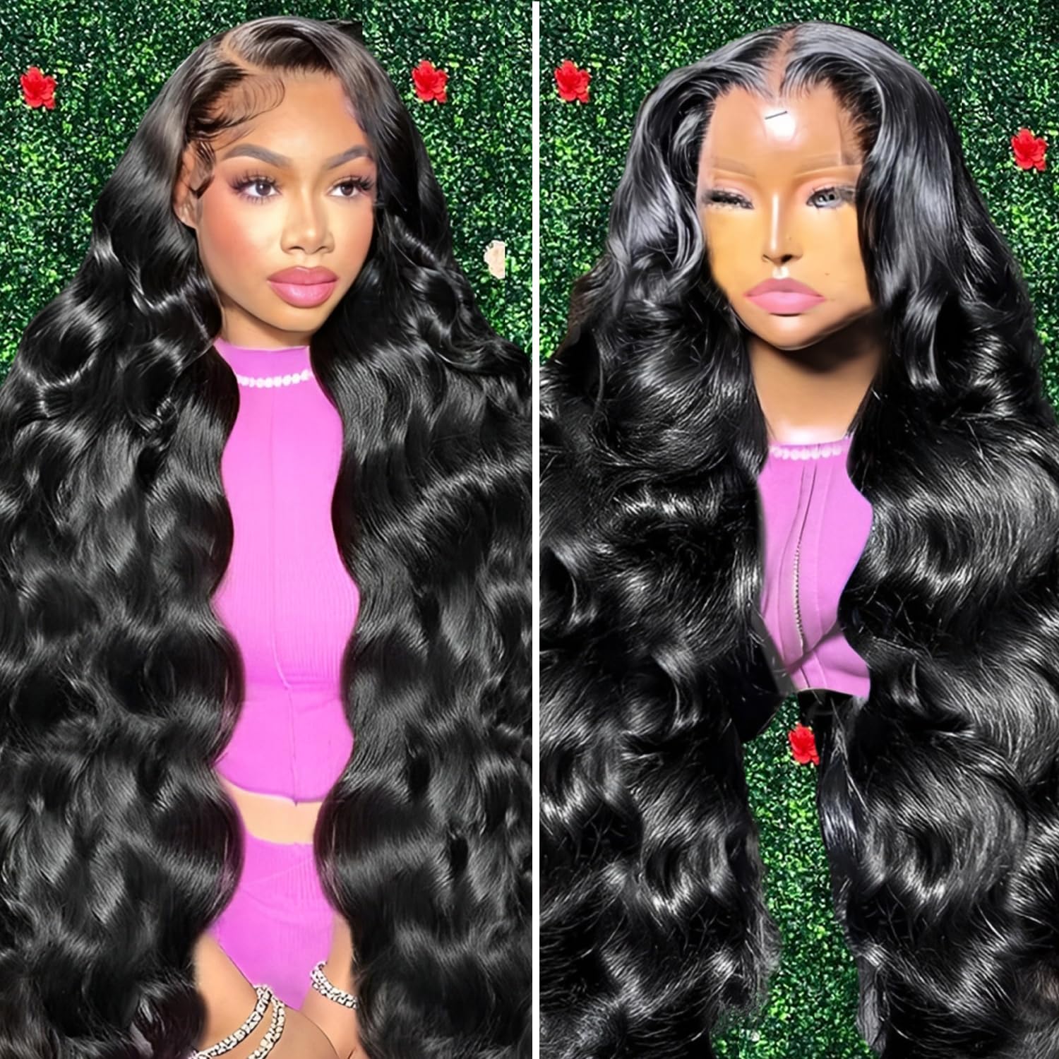 PERISMODA 13x6 Body Wave Lace Front Human Hair Wigs 180% Density 13x6 HD Lace Body Wave Frontal Wigs Human Hair Pre Bleached Knots 24 Inch