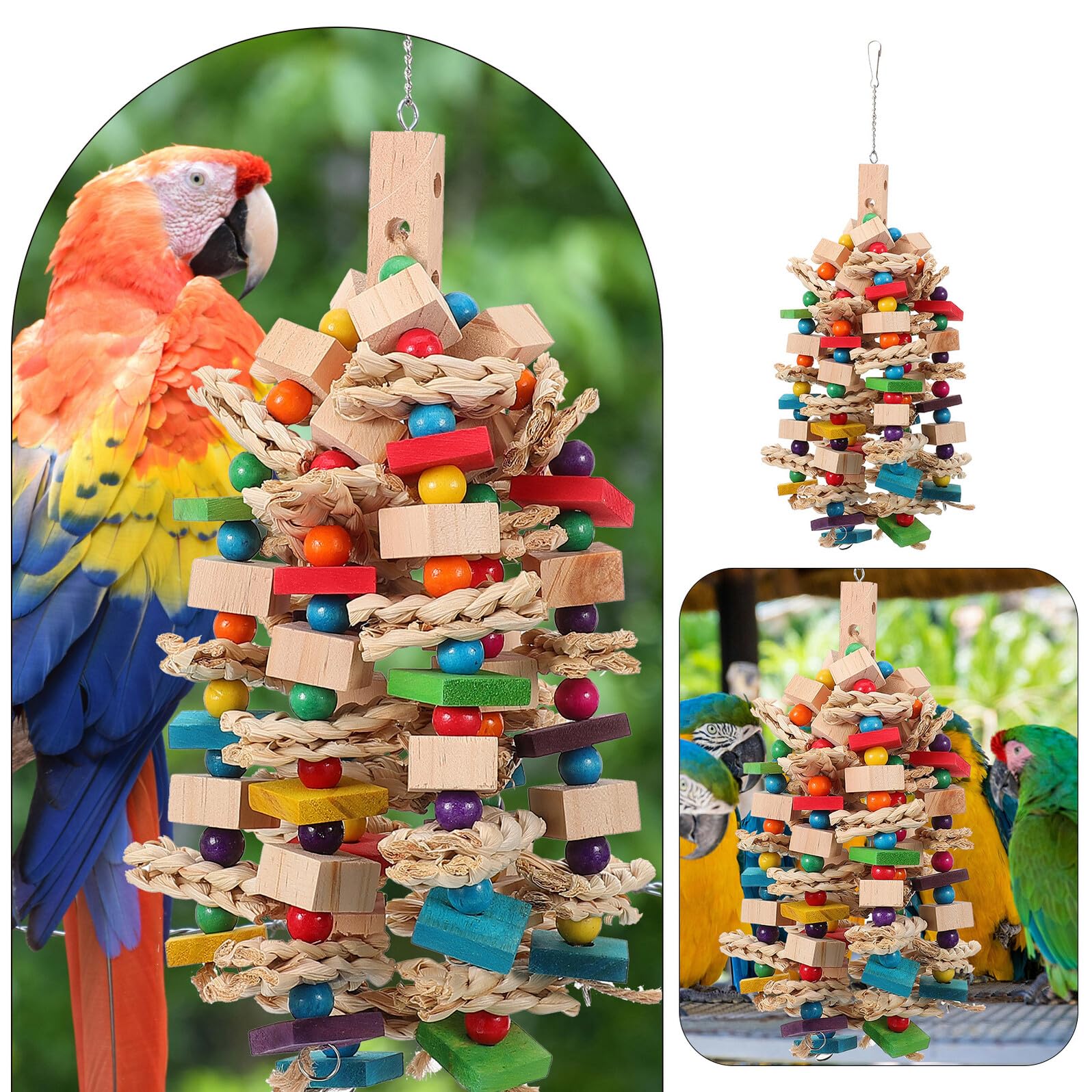 Gatuida Hängendes Papageien Kauspielzeug und Baumwollseil Rustikales Vogelspielzeug zum Aufhängen im Käfig Beißt Spielzeug für Papageien und Vögel