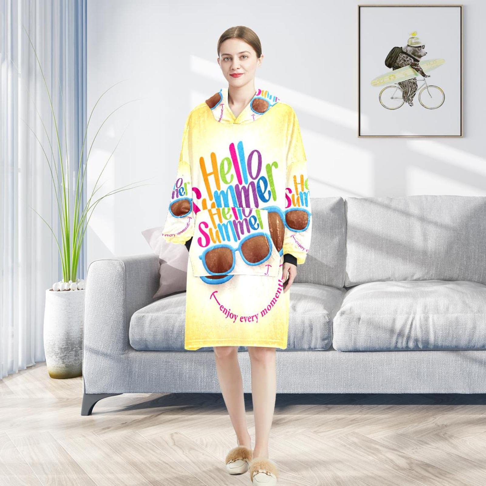 Blueberry-4333034 Felpa con cappuccio indossabile,Oversize con cappuccio per le donne,Felpa comoda, Multicolor, Taglia unica