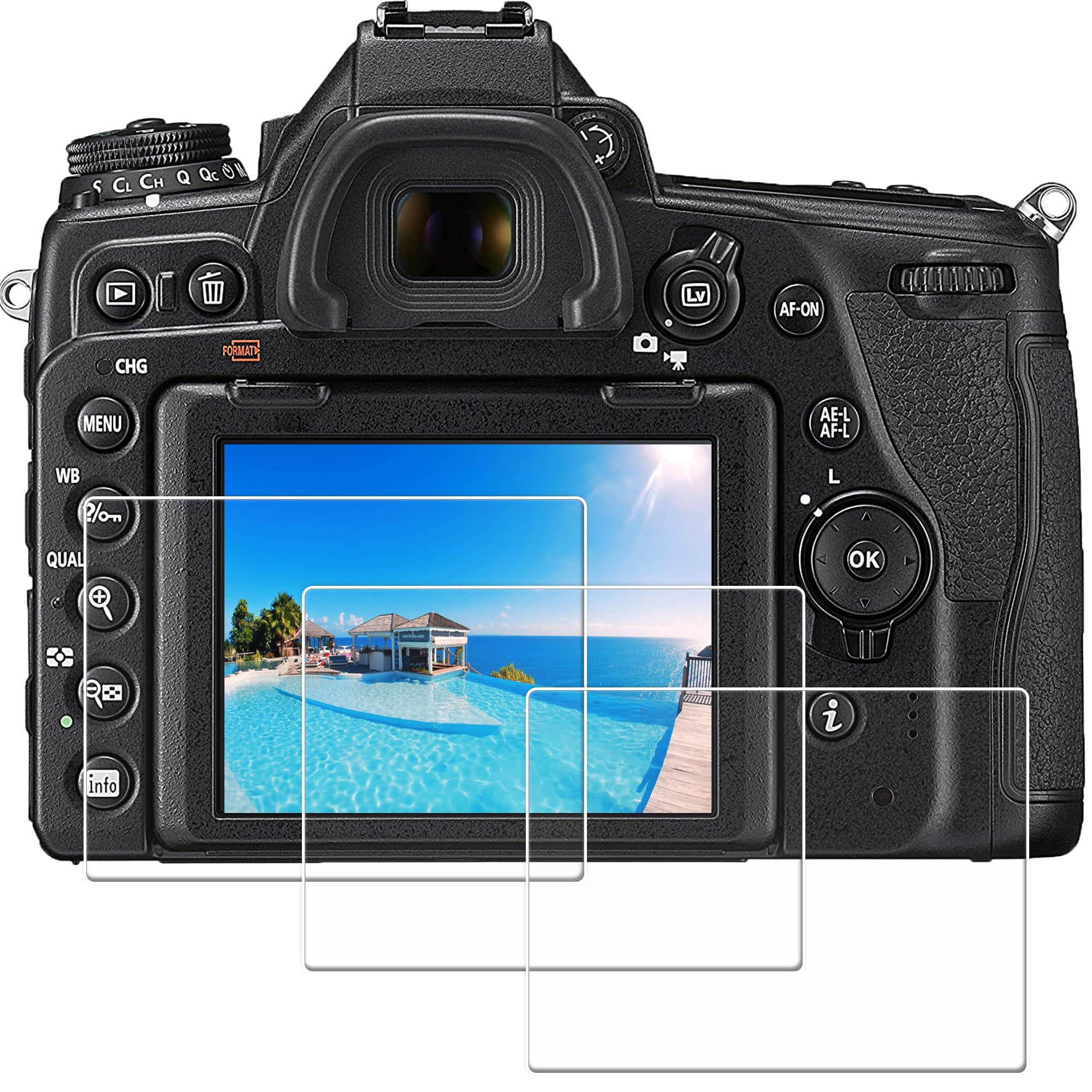 PCTC 3 Packs D780 Screen Peotector Fit For Nikon D850 D750 D7200 D7100 D500 D800 D800e D610, Tempered Glass Protector Film