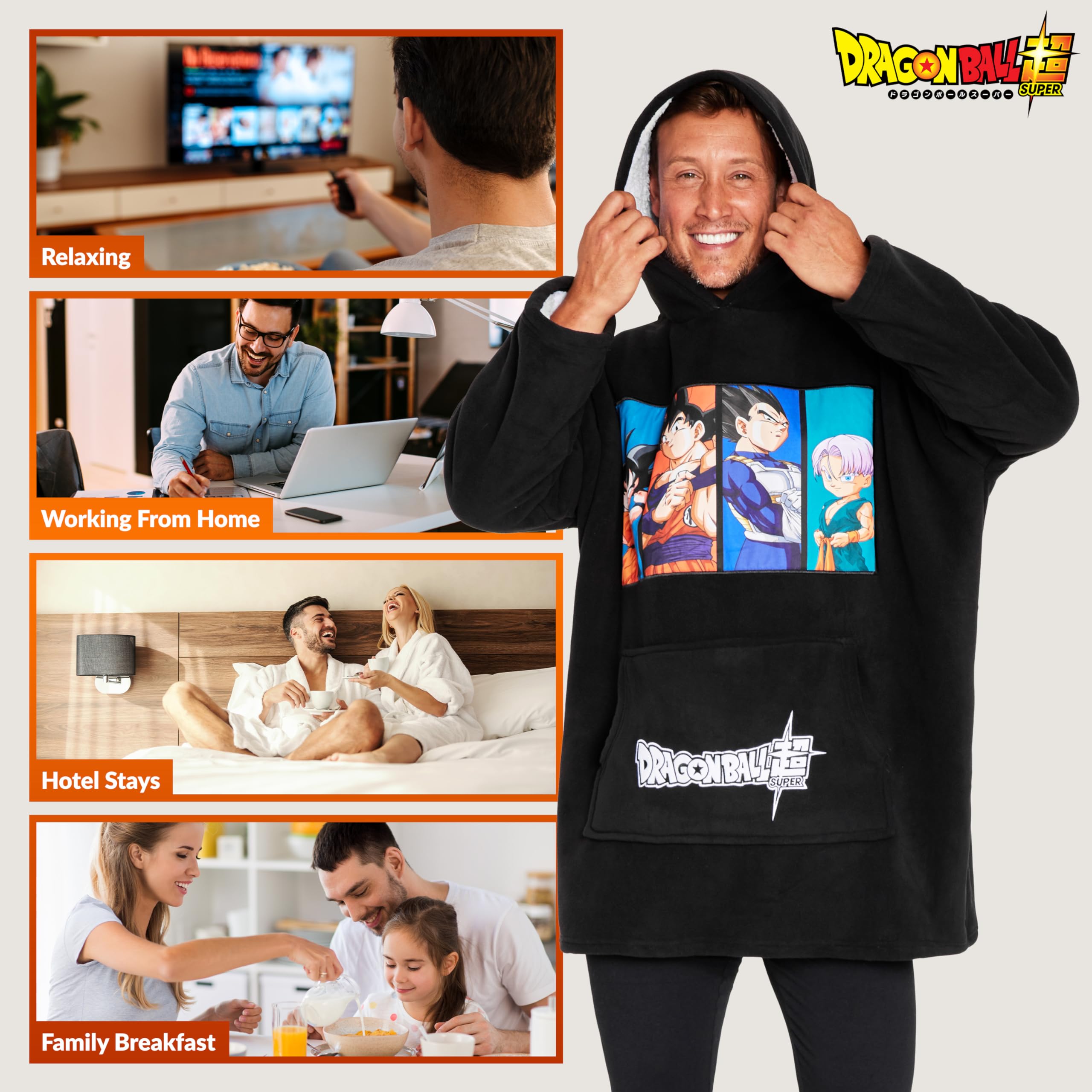 Dragon Ball Z Męski sweter w kratę Ponadgabarytowa bluza polarowa Męska Poncho Manga Jeden rozmiar dla dorosłych Nastolatki
