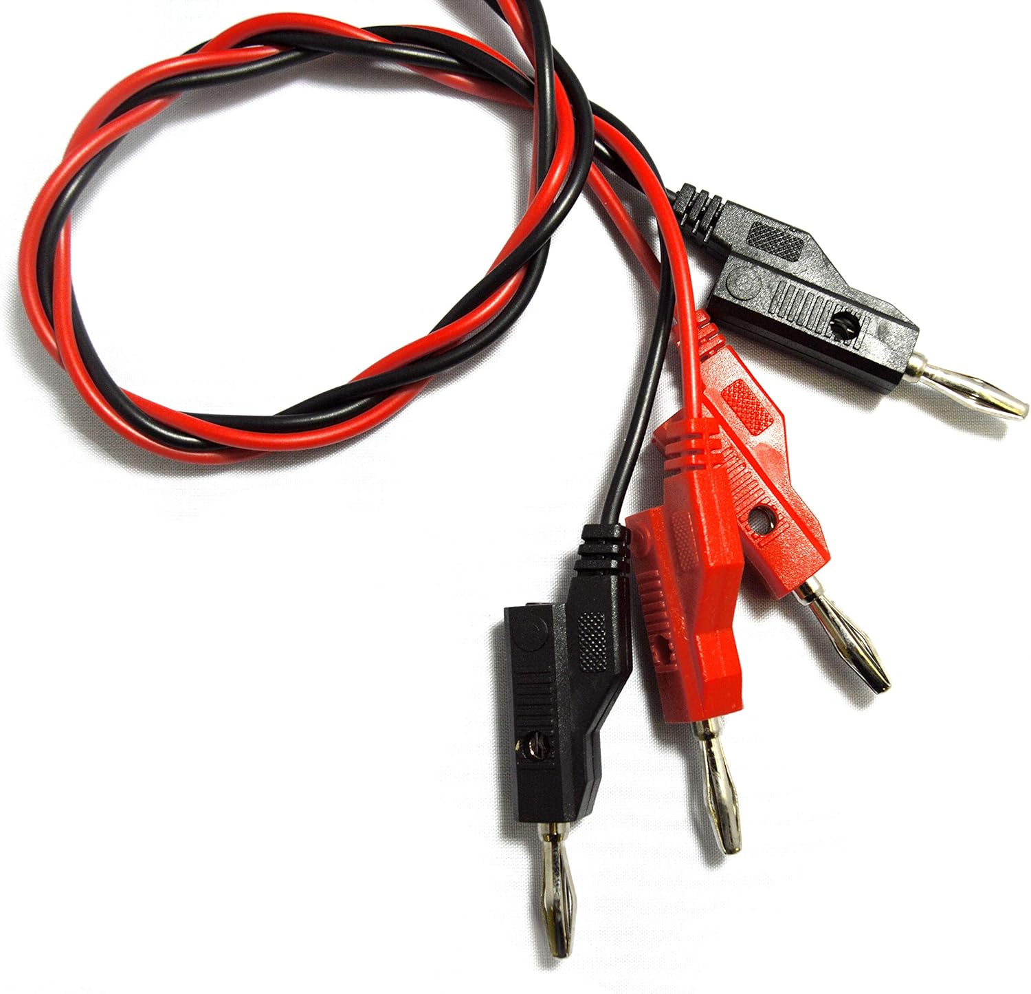 10 Pack of Banana to Banana Test Lead Sets, 3 Foot Length, Red and Black Cables by RSR Electronics