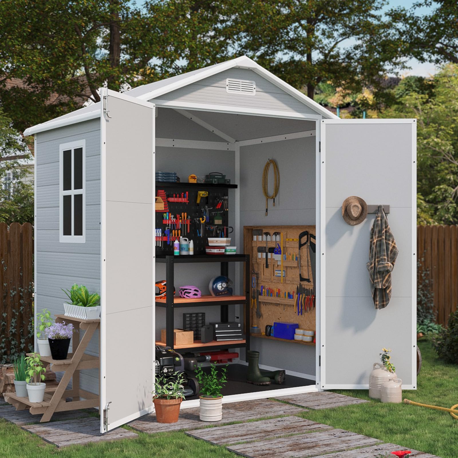 Patiowell 6x4 FT Resin Outdoor Storage Shed with Floor