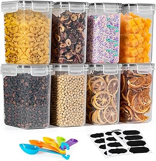 1.6L Boite de Rangement Cuisine Lot de 8, Sans BPA Bocaux Hermetiques Alimentaires en Plastique Scellée avec Couvercle