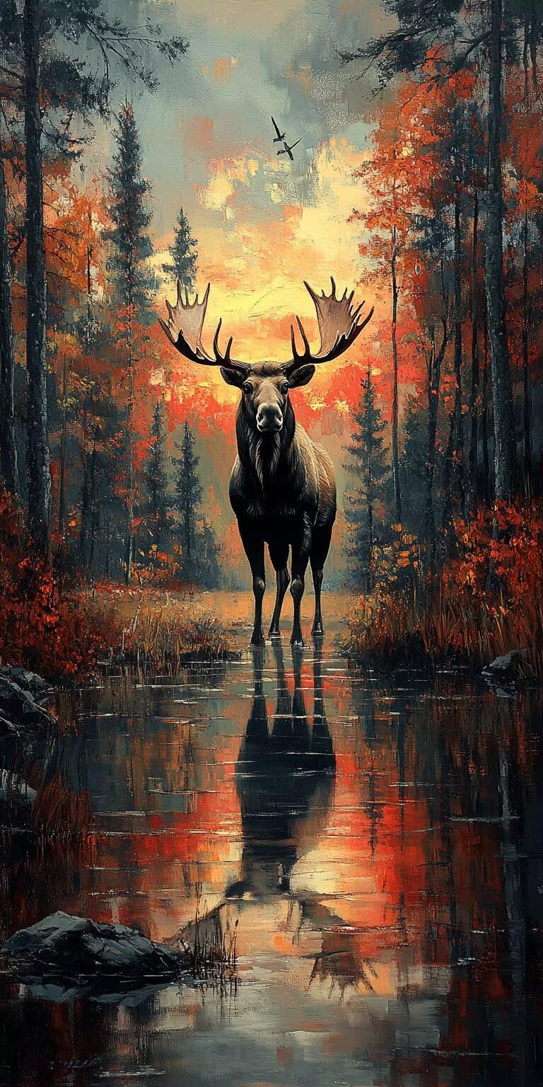 Jeleń malowanie według liczb 90 x 180 cm bez ramy, las, k-238