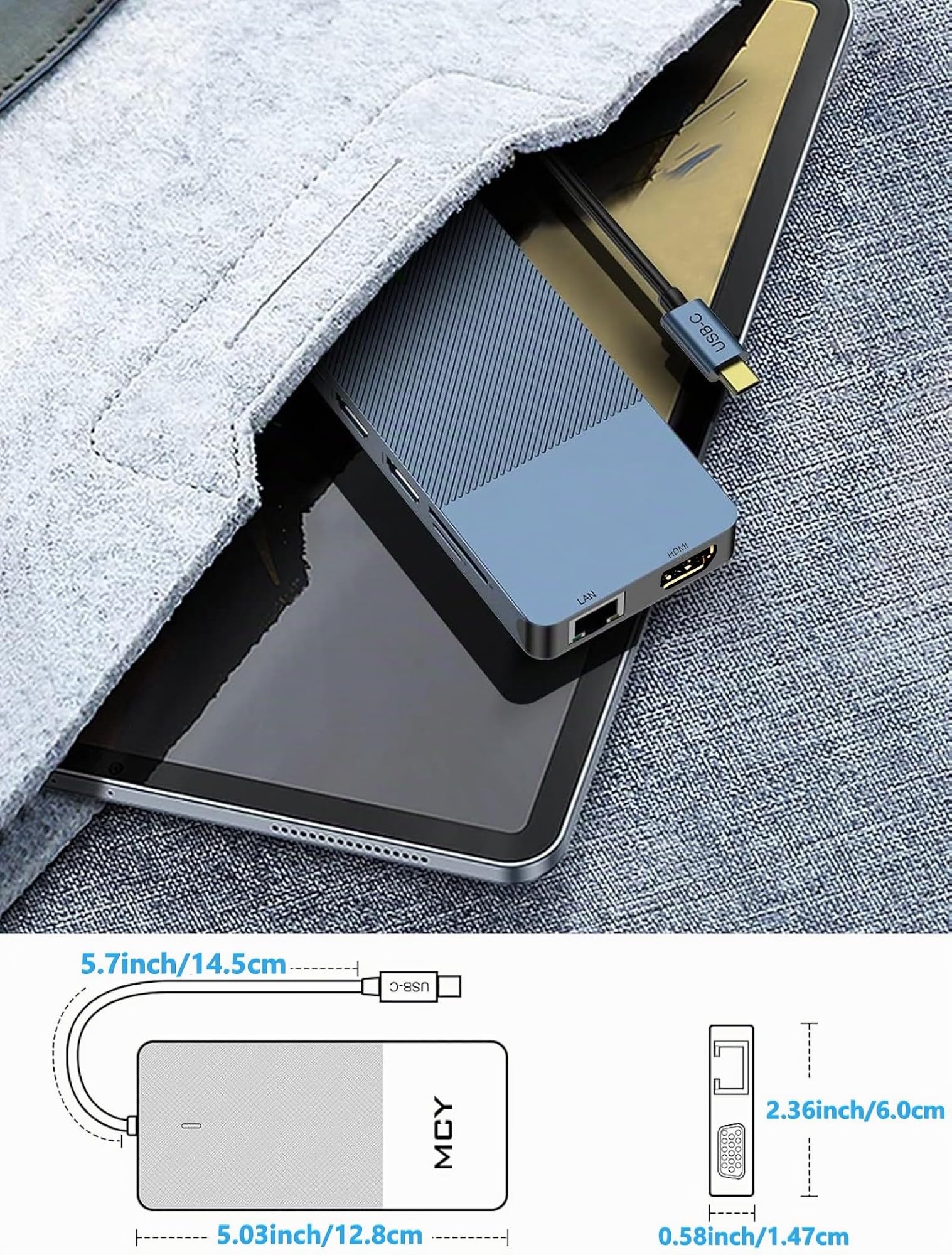 12-in-1 USB C Docking Station mit 100W PD-Ladung, 4K Triple-Display (HDMI/DP), Gigabit LAN, USB 3.1 Gen2 (10Gbps), SD/TF-Kartenleser für MacBook/Dell/ASUS/Xiaomi/Huawei Type-C Geräte