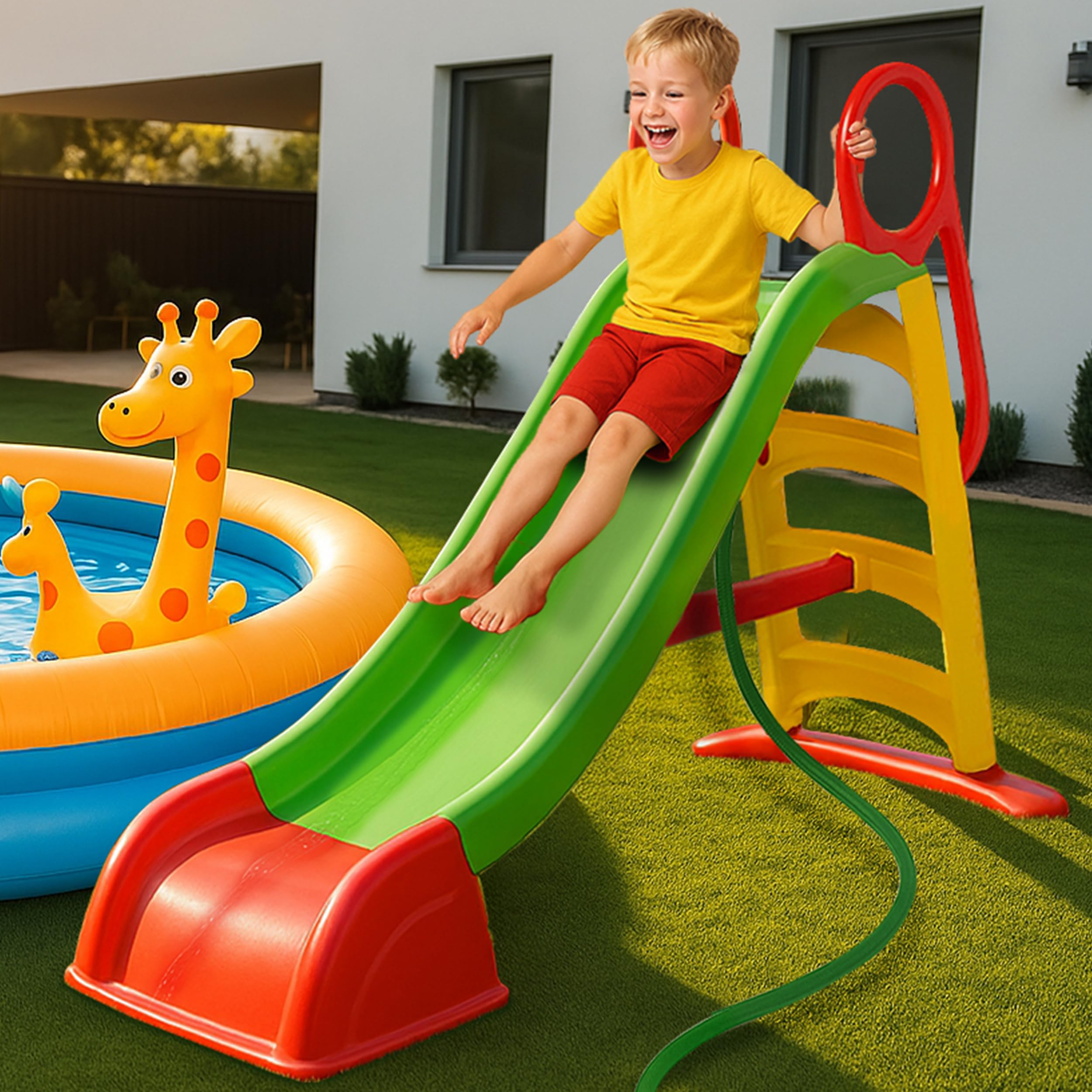 Kinderrutsche Für Garten & Innen – Babyrutsche Für 1-3 Jahre, Größe 125x36x66 Cm, Grau