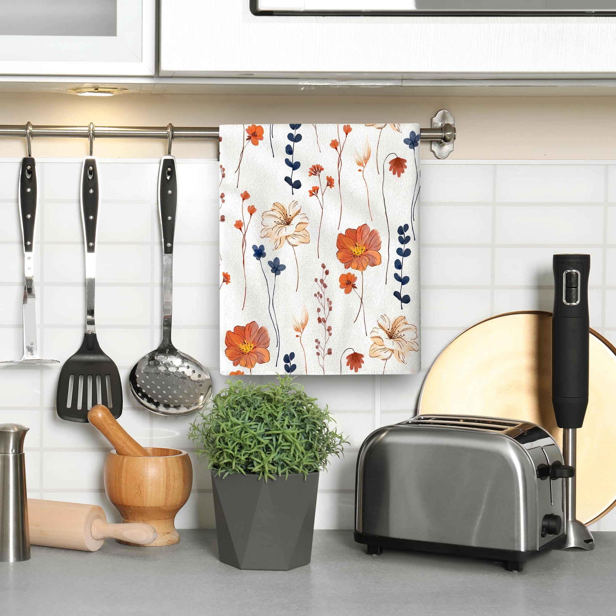 Blumen-Küchentücher 6er Set – Saugfähige Handtücher Mit Herbstblumen-Muster