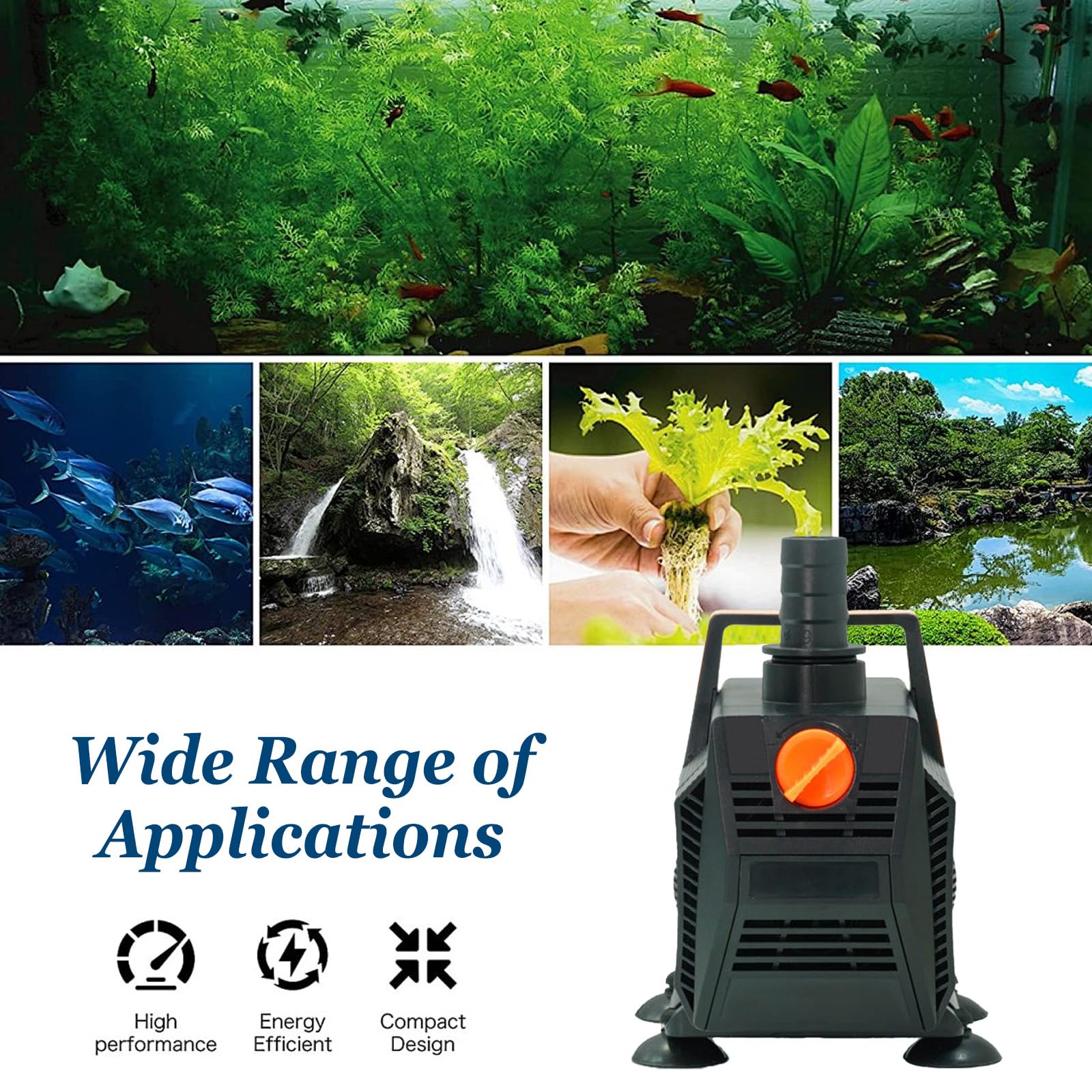 Juego de cascada de estanque de 30 cm de acero inoxidable con bomba, cascada para estanque de jardín, juego completo para estanque de jardín, arroyo y fuente de agua, 45 W, 3000 L/h, incluye