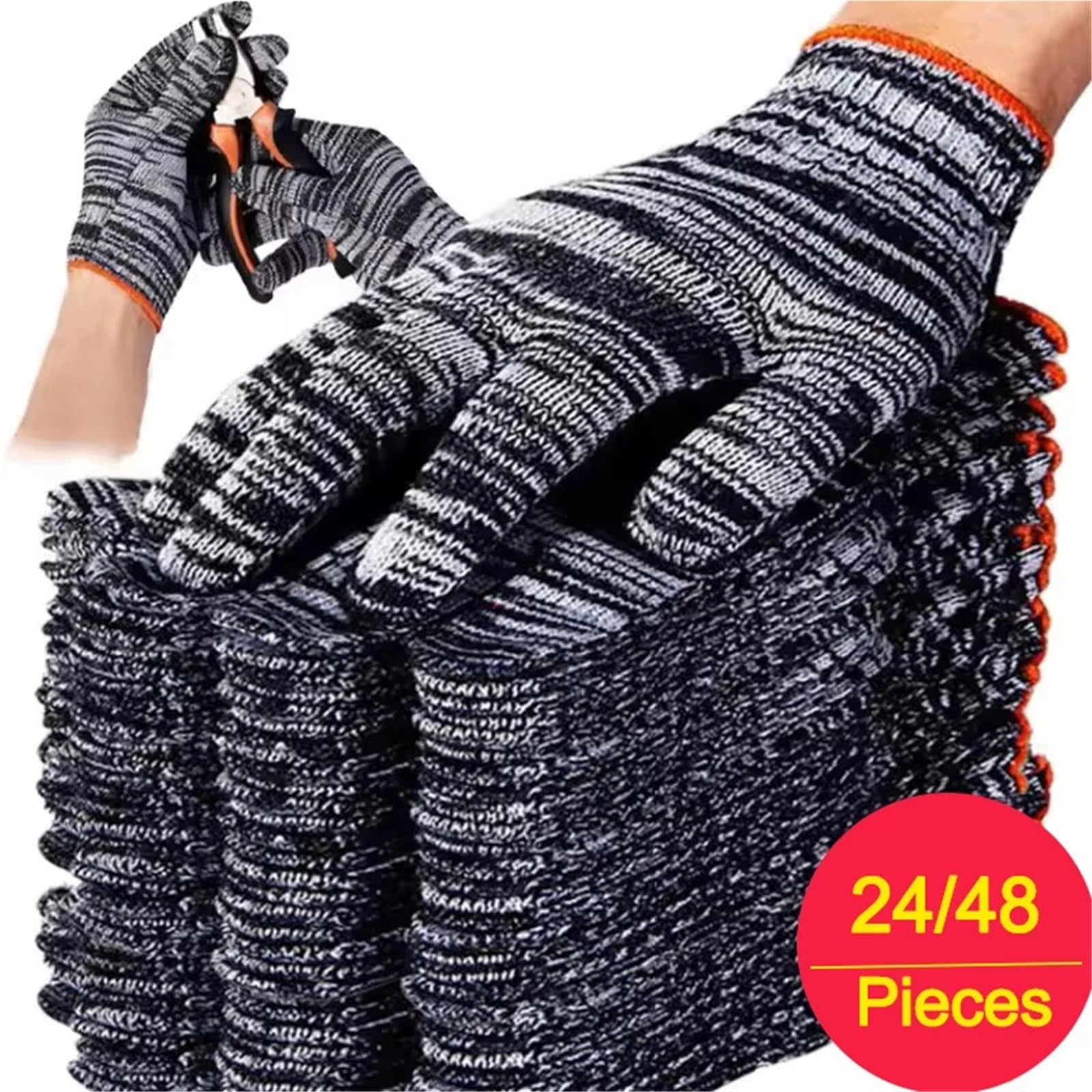 Guanti Da Lavoro Antiscivolo Guanti da lavoro in nylon 24/48 pezzi for la lavorazione del legno, giardinaggio, campeggio all'aperto, arrampicata, pesca, guanti antiscivolo(48pcs)