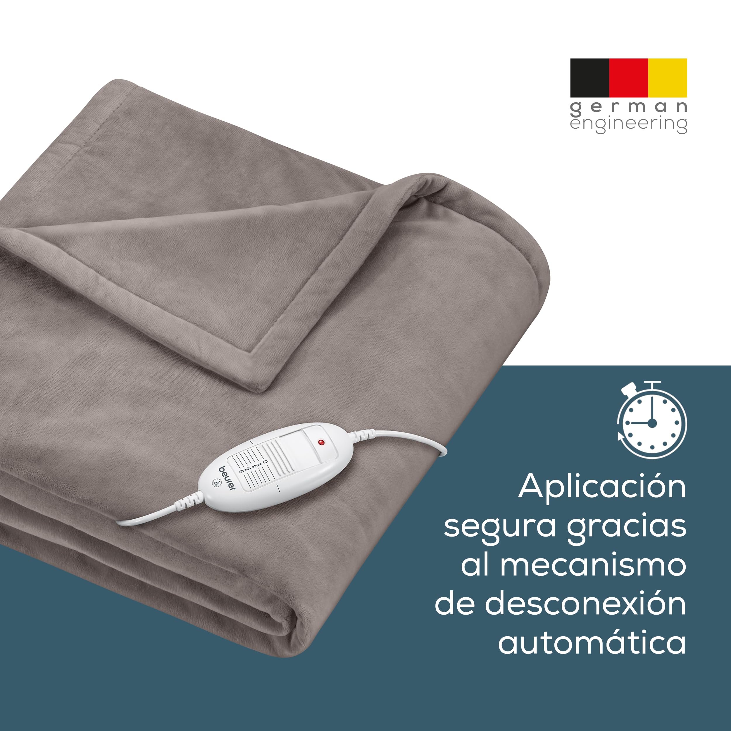 Manta Eléctrica Beurer HD 75 Polar 180x130 Cm - 6 Niveles De Calor, Apagado Automático Y Lavable, Blanca