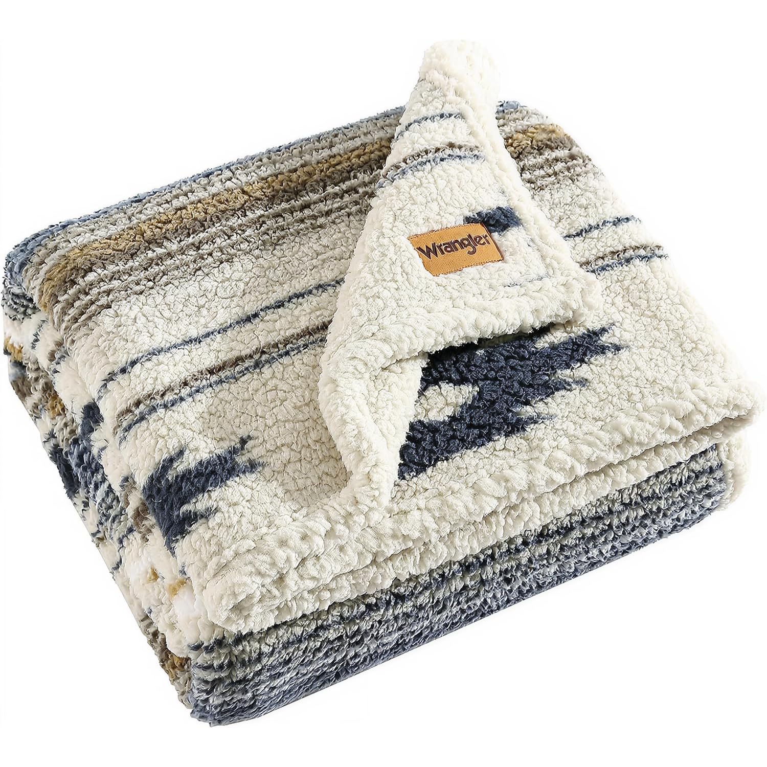 Wrangler Ultra Soft Plush Home Decor, All Season Reversible Sherpa Bedding Throw Blanket, 50 x 60, Coyote Sands Brown