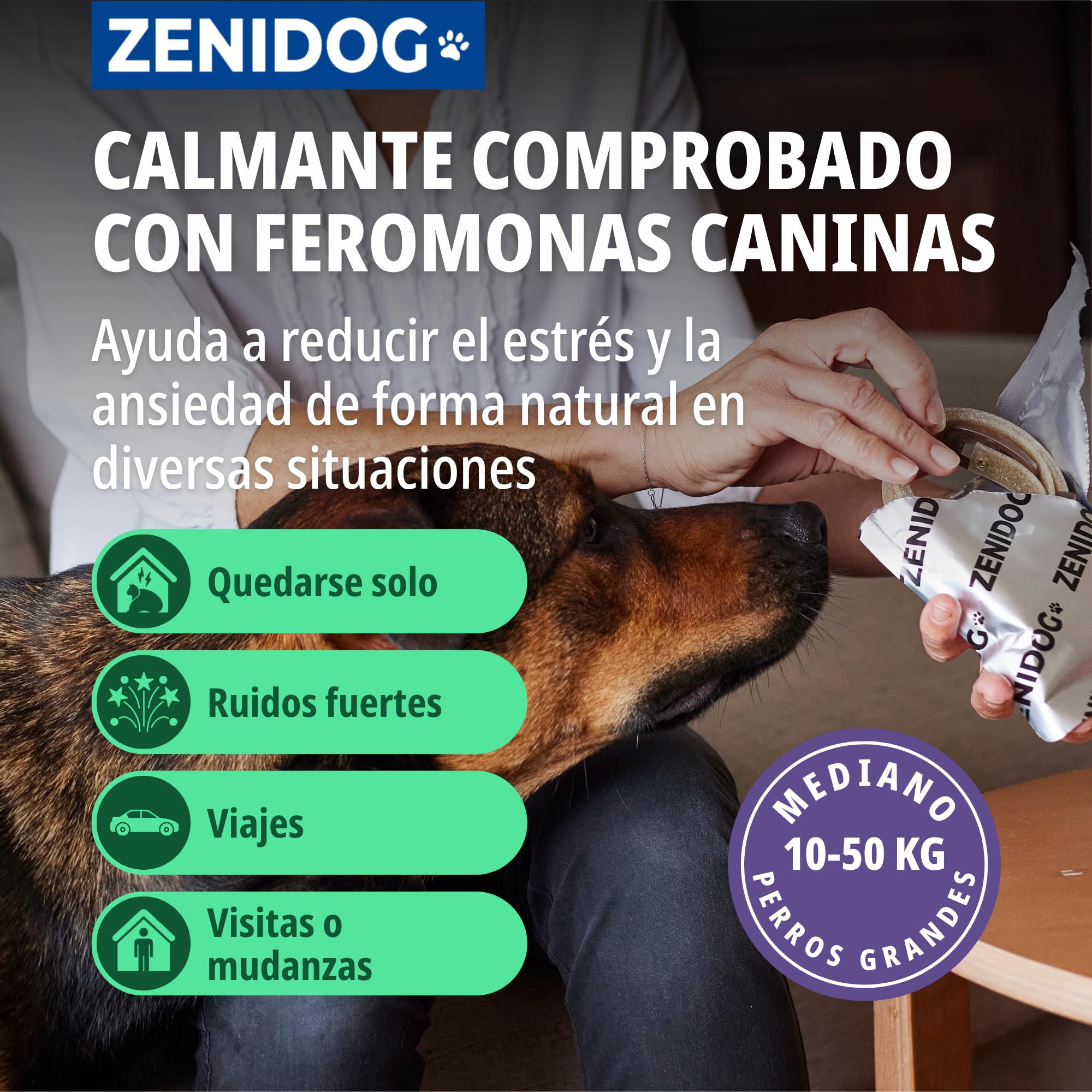 Virbac Zenidog Collier Apaisant pour Moyen et Grand Chien - Collier Chien apaisant Phéromones - Bien-être