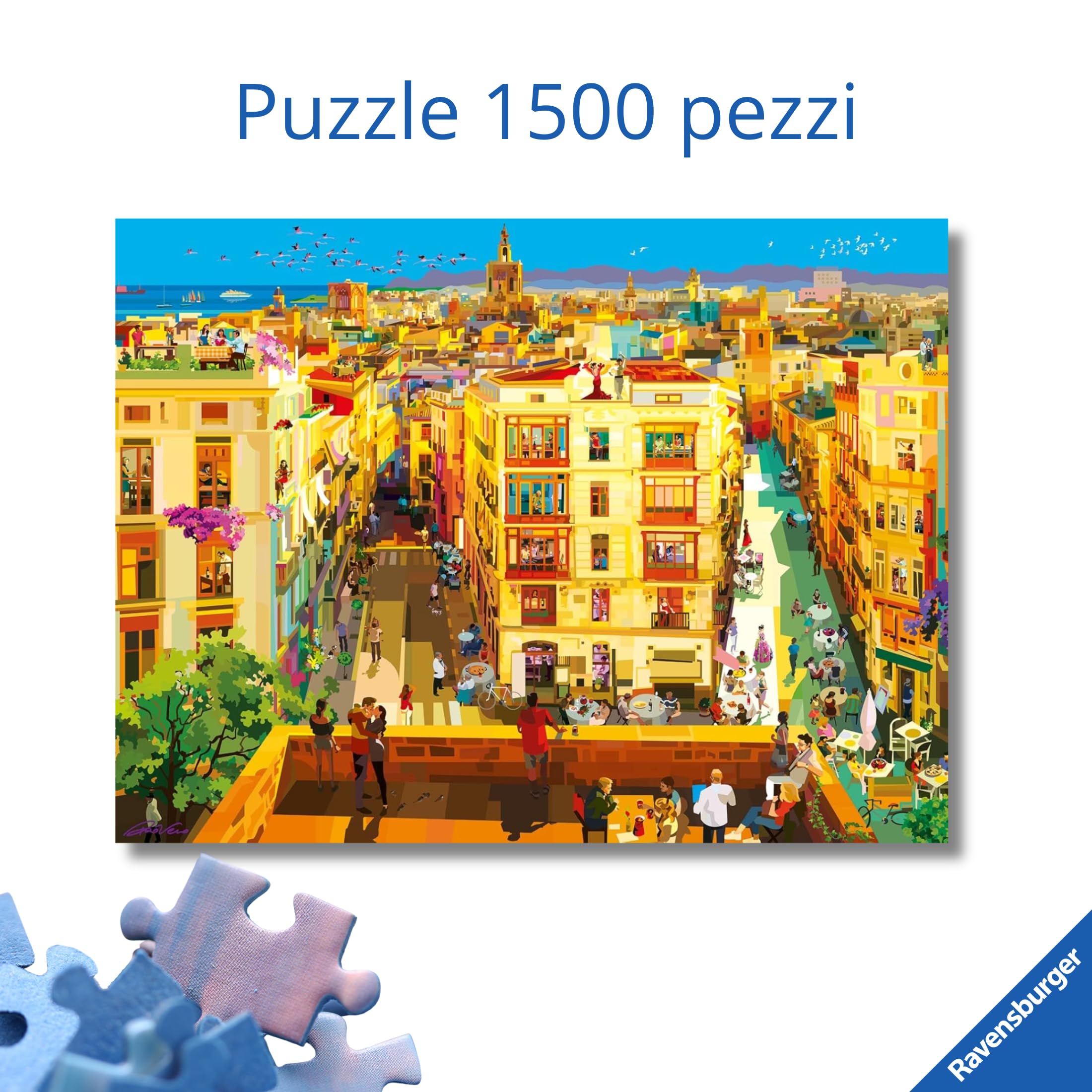 Relaxdays Tavola Porta Puzzle 1000 Pz., Vassoio Rotante con 6 Cassetti