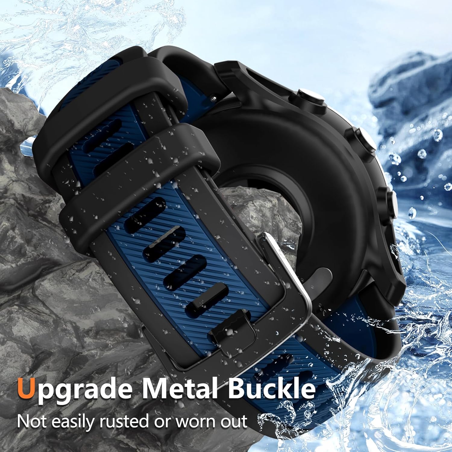 Compatible with Garmin Forerunner 265/255 Watch Band, 22mm Silicone Sport Band for Garmin Venu 3/Venu 2/Vivoactive 4/Forerunner 265/255 Smart Watch