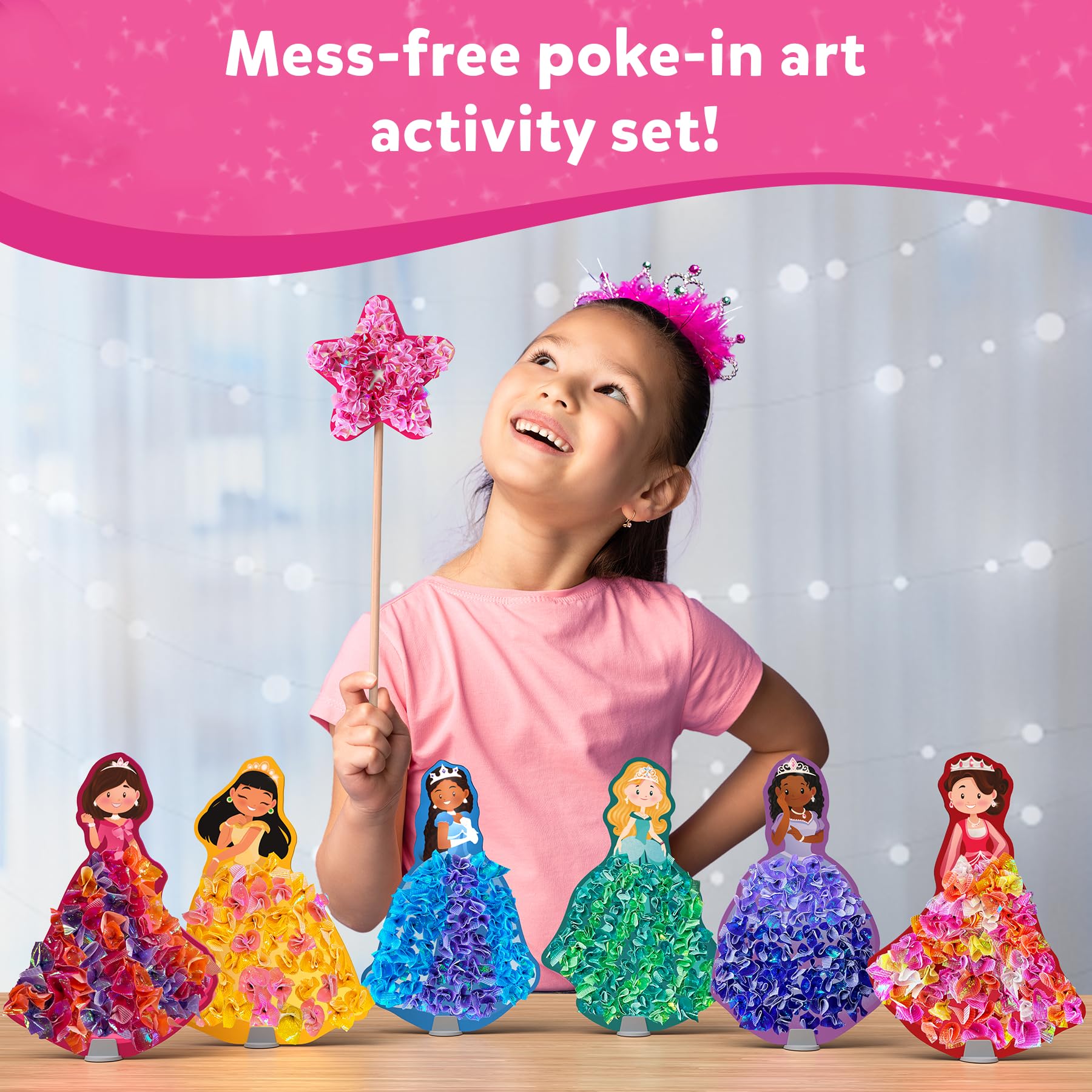 Skillmatics Poke-in Art, Magical Princesses, Mess-Free Fun for Kids DIY Sewing Craft Kits, Creative Activity - Image 2